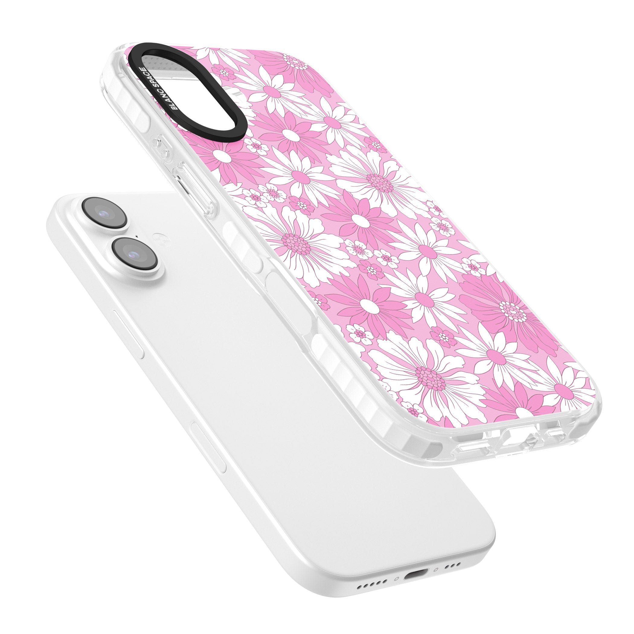 Pink White Flowers iPhone 17 Impact Clear Phone Case Colours