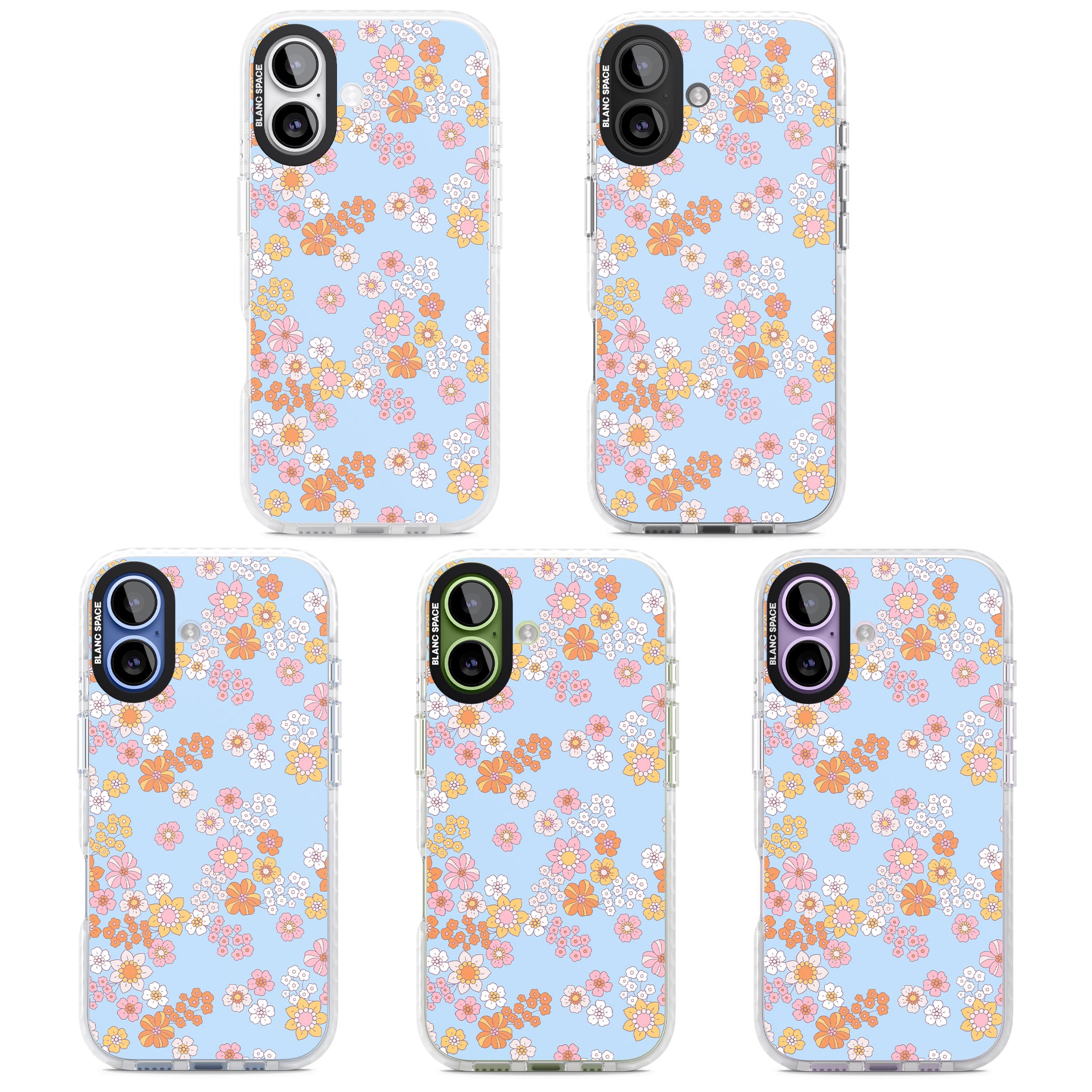 Lake Blue Flower Mix iPhone 17 Impact Clear Phone Case APT Impact Protection