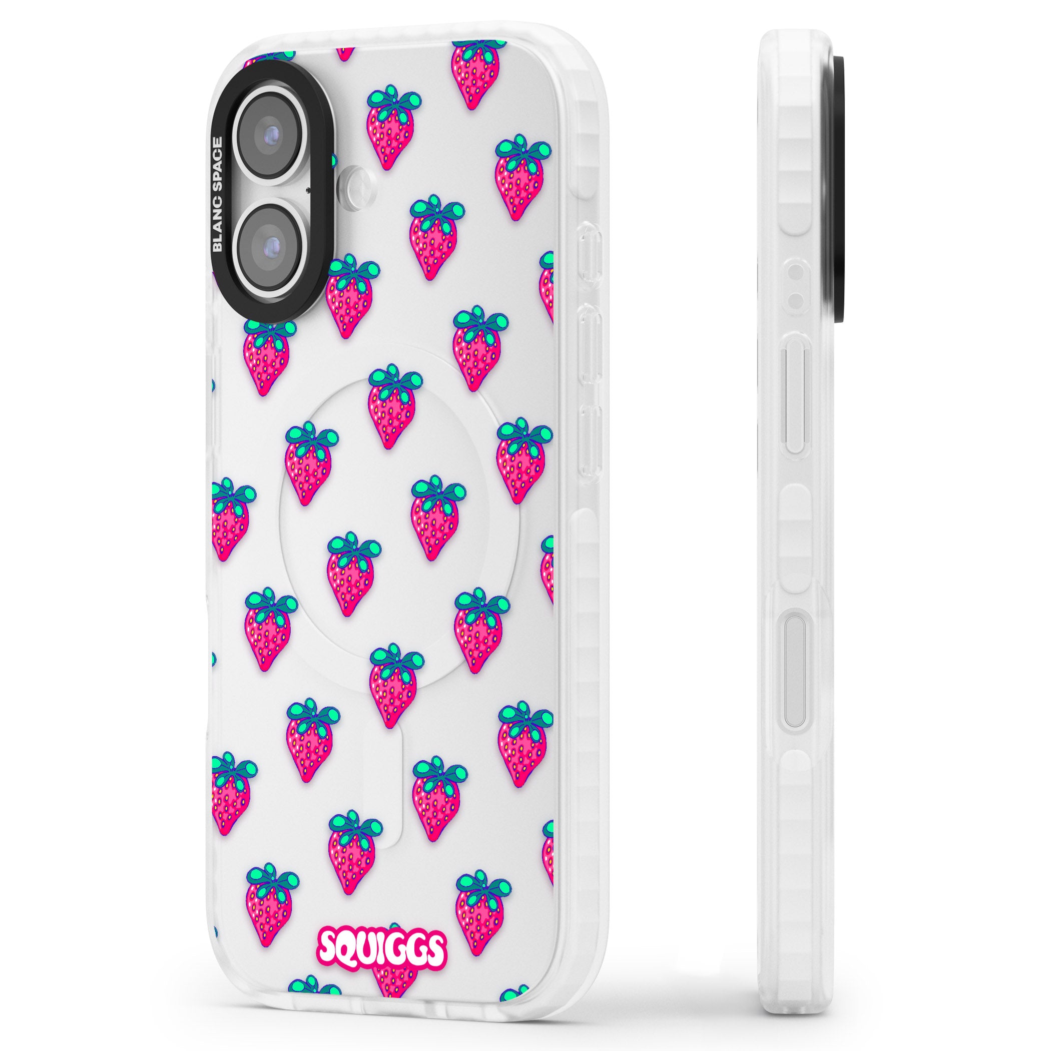 Strawberry Patch iPhone 17 Impact Clear Phone Case Side Profile