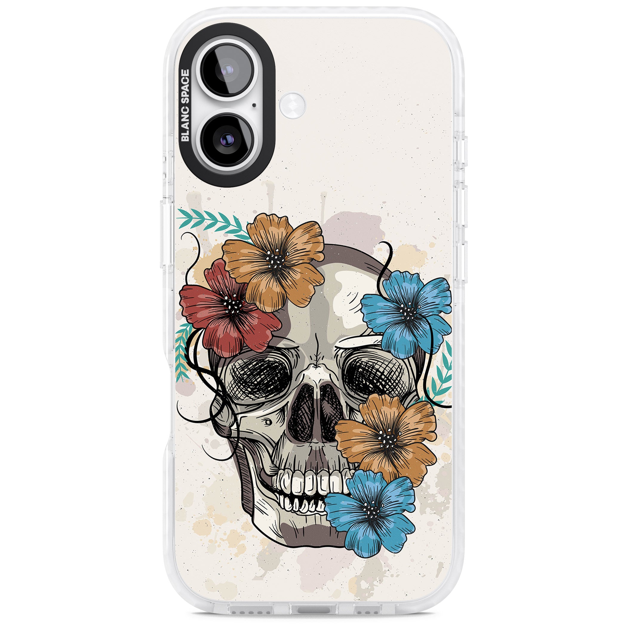 Sugar Skull Floral iPhone 17 Impact Clear Phone Case