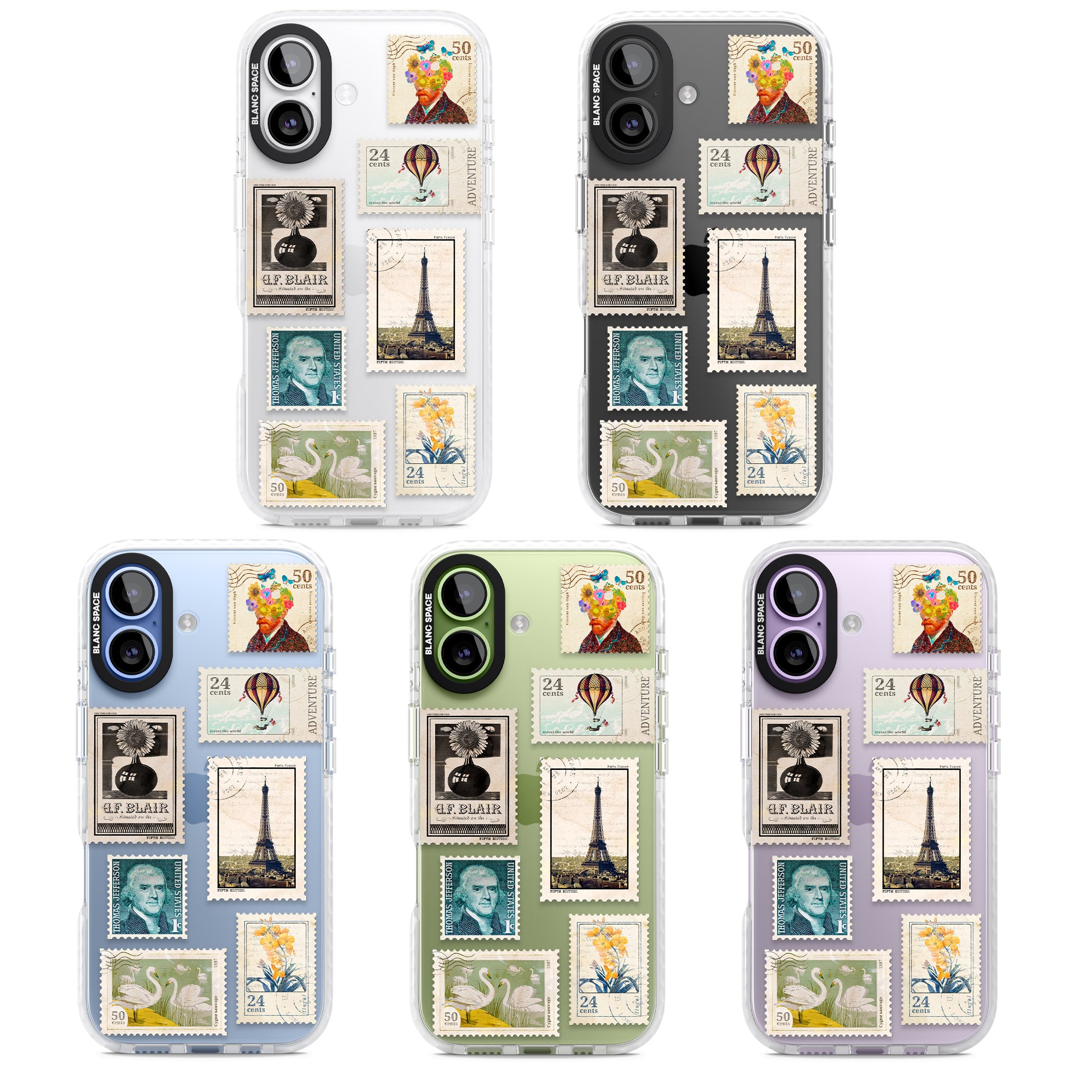 Vintage Stamps iPhone 17 Impact Clear Phone Case APT Impact Protection