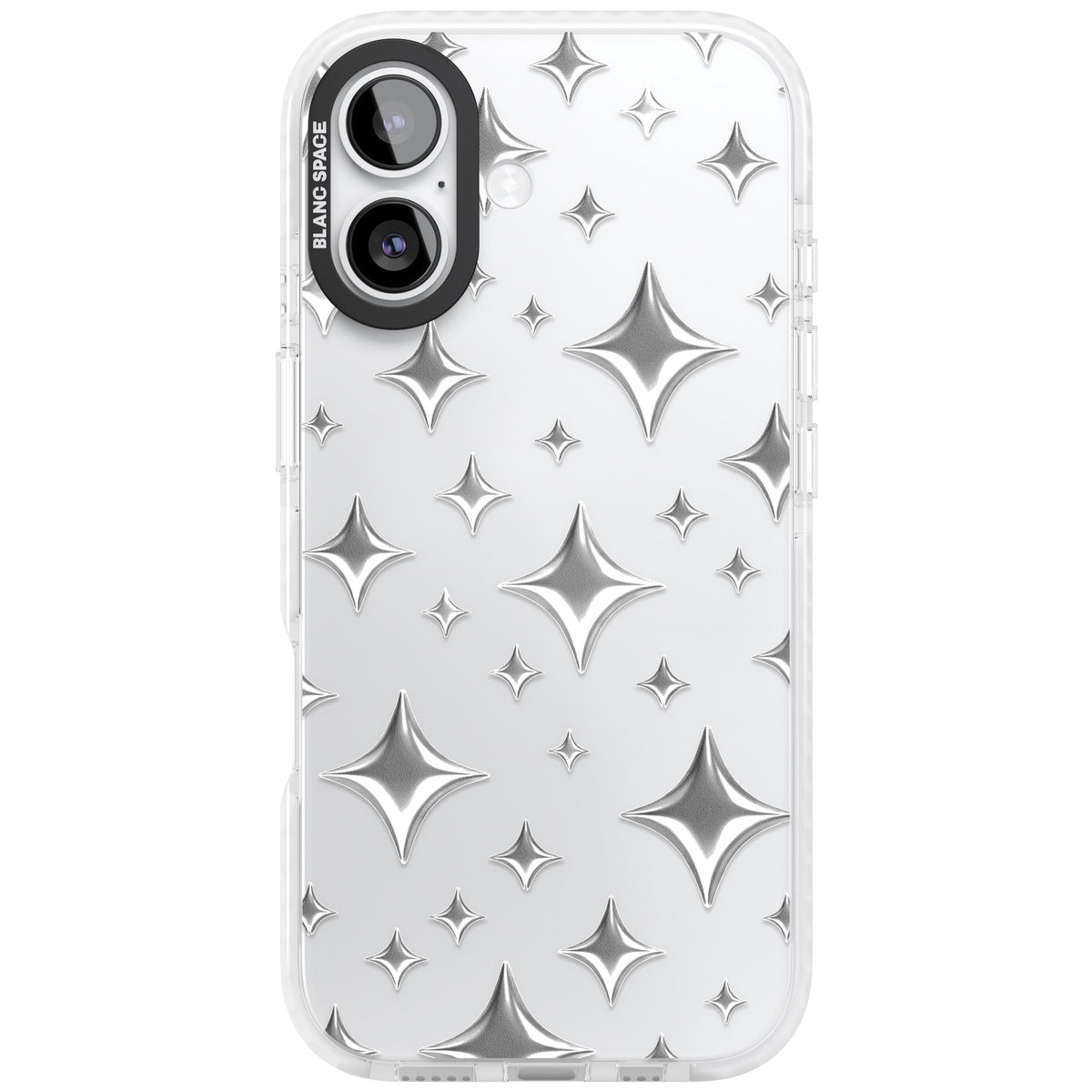 Chrome Puff Sparkle Pattern iPhone 16 / iPhone 16 Plus / iPhone 17 Impact Clear Phone Case front