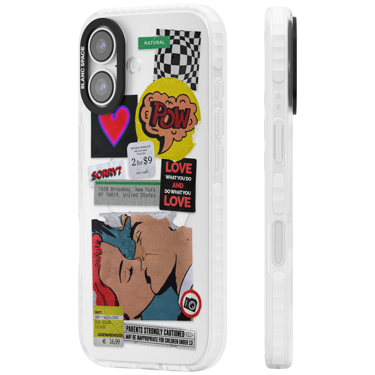 Retro Sticker Mix iPhone 16 / iPhone 16 Plus / iPhone 17 Impact Clear Phone Case side