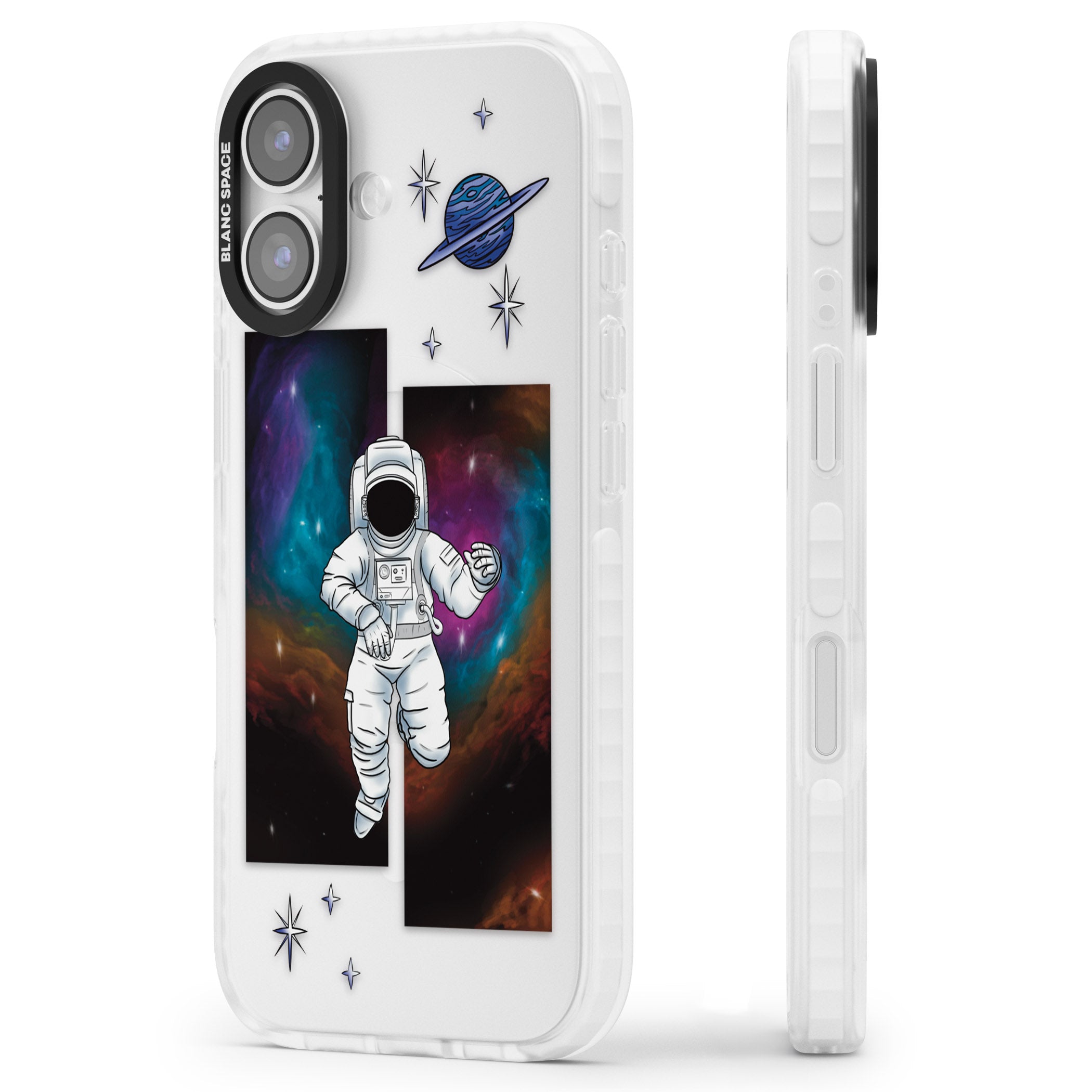 Escape The Nebula iPhone 17 Impact Clear Phone Case Side Profile