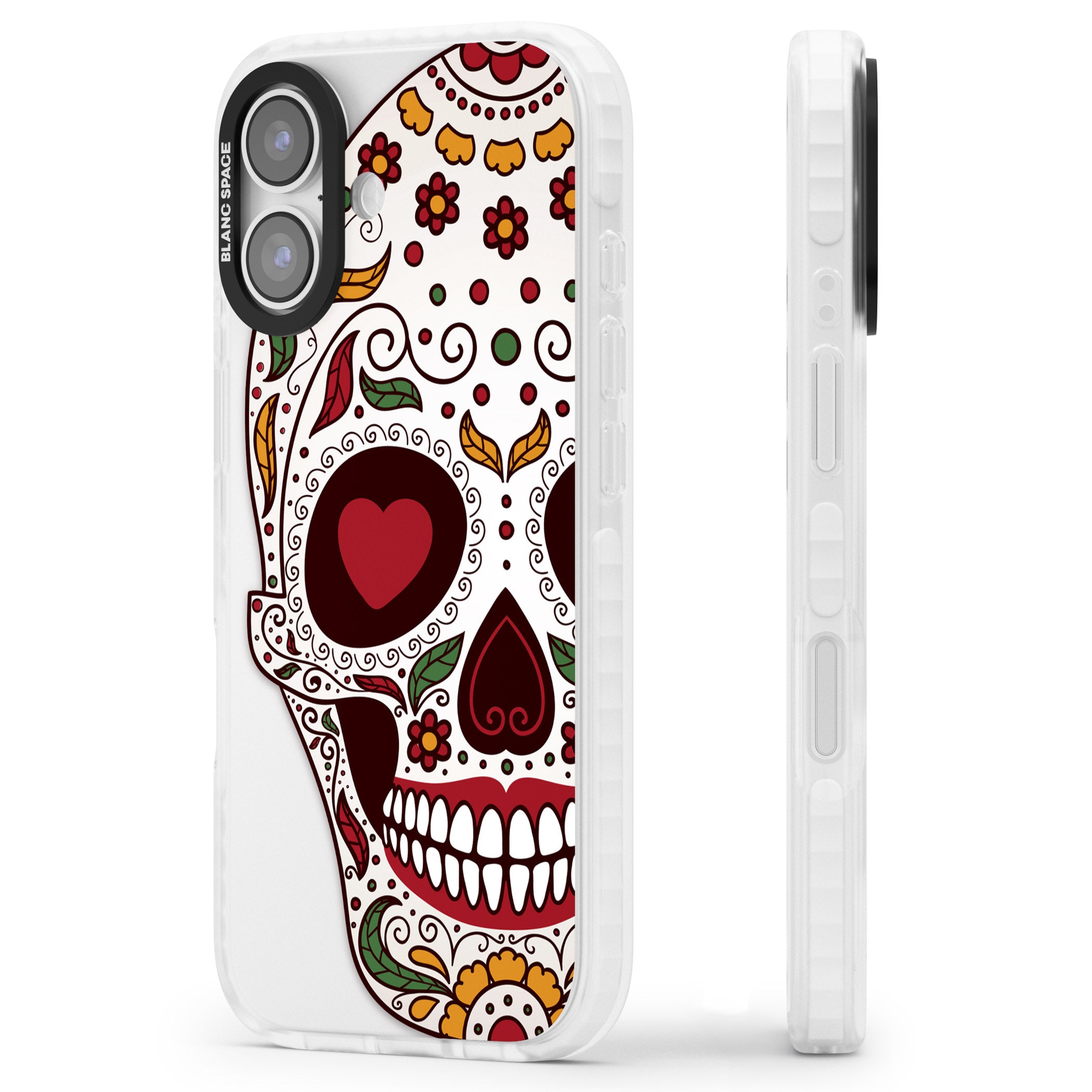 Autumn Sugar Skull iPhone 17 Impact Clear Phone Case Side Profile