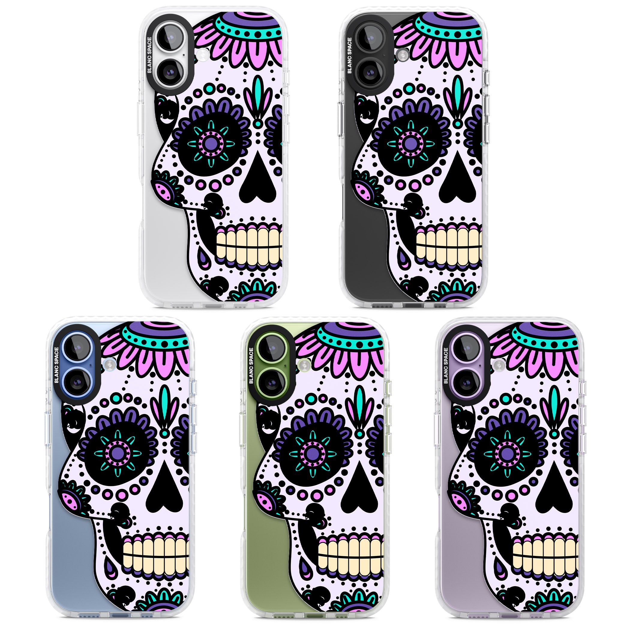 Violet Sugar Skull iPhone 17 Impact Clear Phone Case APT Impact Protection