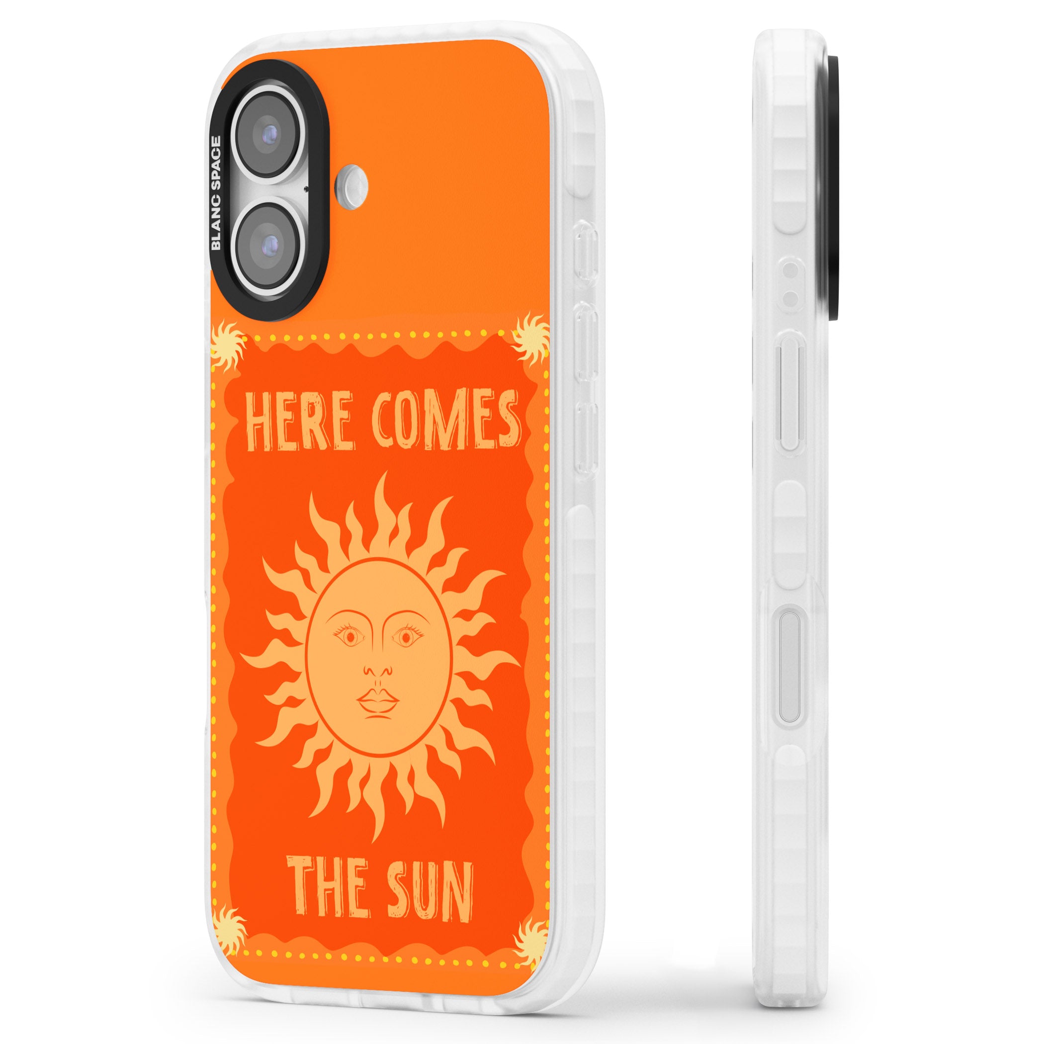 Retro Here Comes The Sun iPhone 17 Impact Clear Phone Case Side Profile