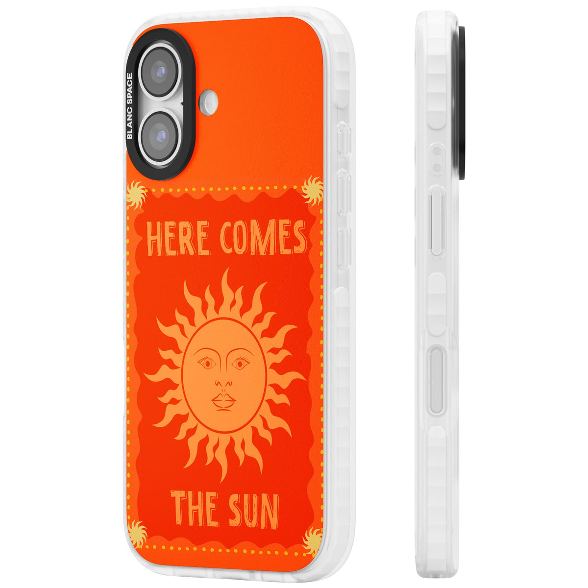 Here Comes The Sun iPhone 16 / iPhone 16 Plus / iPhone 17 Impact Clear Phone Case side