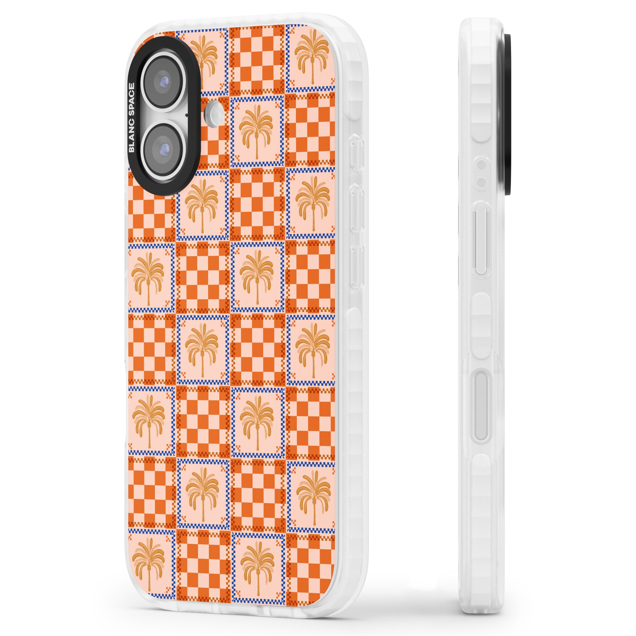 Terracotta Summer Checked iPhone 17 Impact Clear Phone Case Side Profile
