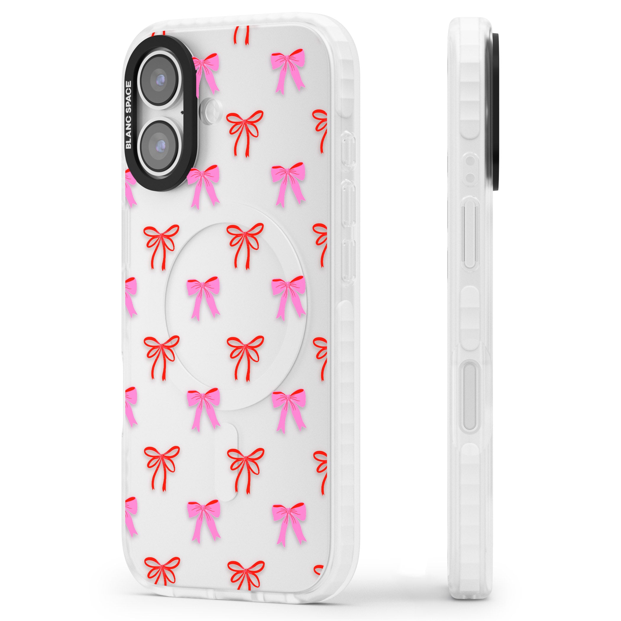 Cute Bow Pattern iPhone 17 Impact Clear Phone Case Side Profile