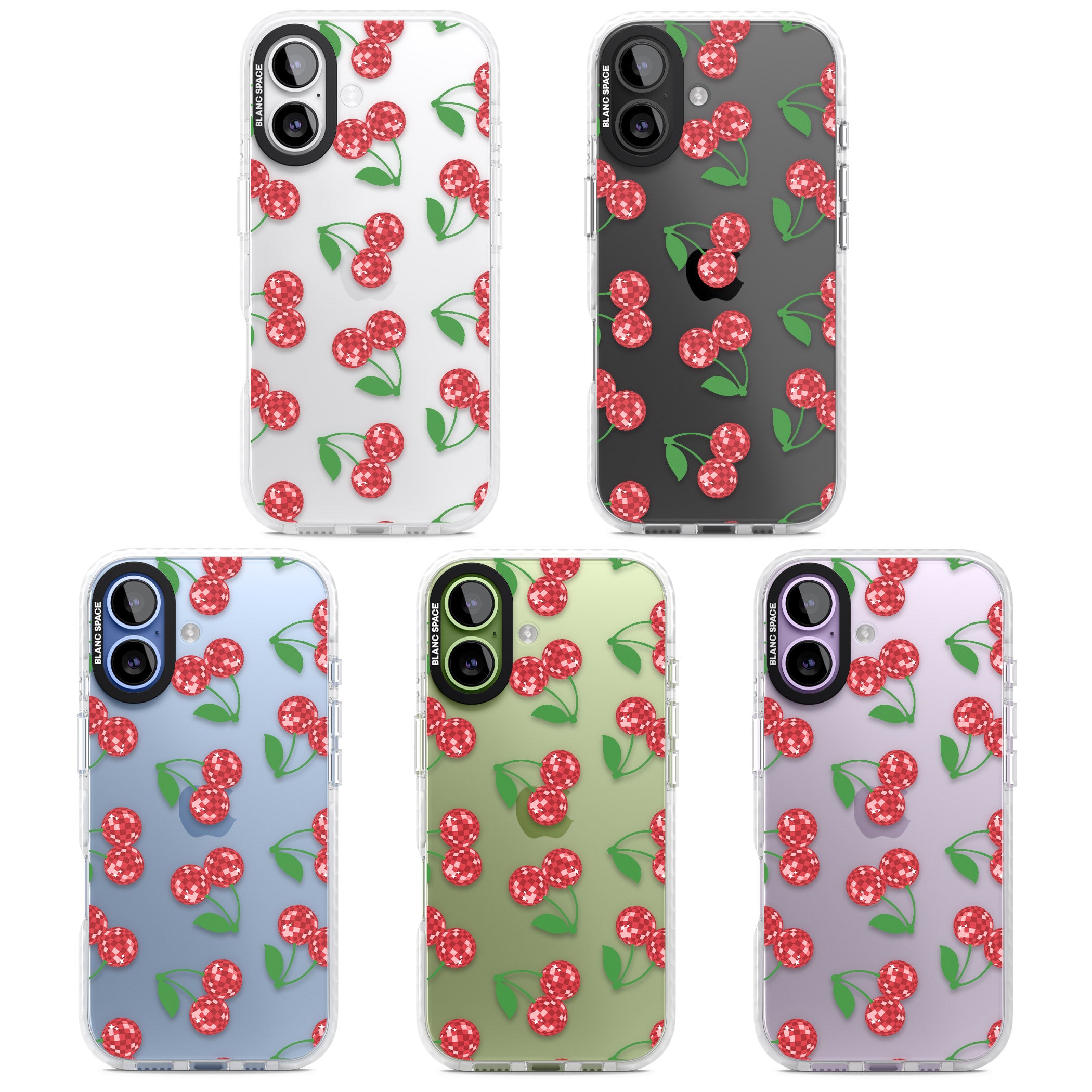 Disco Cherry Pattern iPhone 17 Impact Clear Phone Case APT Impact Protection