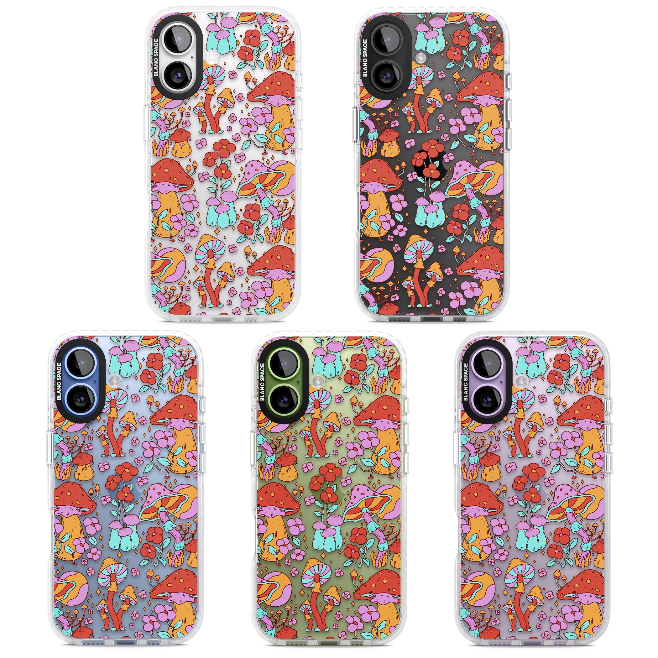 Psychedelic Flowers & Mushrooms iPhone 17 Impact Clear Phone Case APT Impact Protection