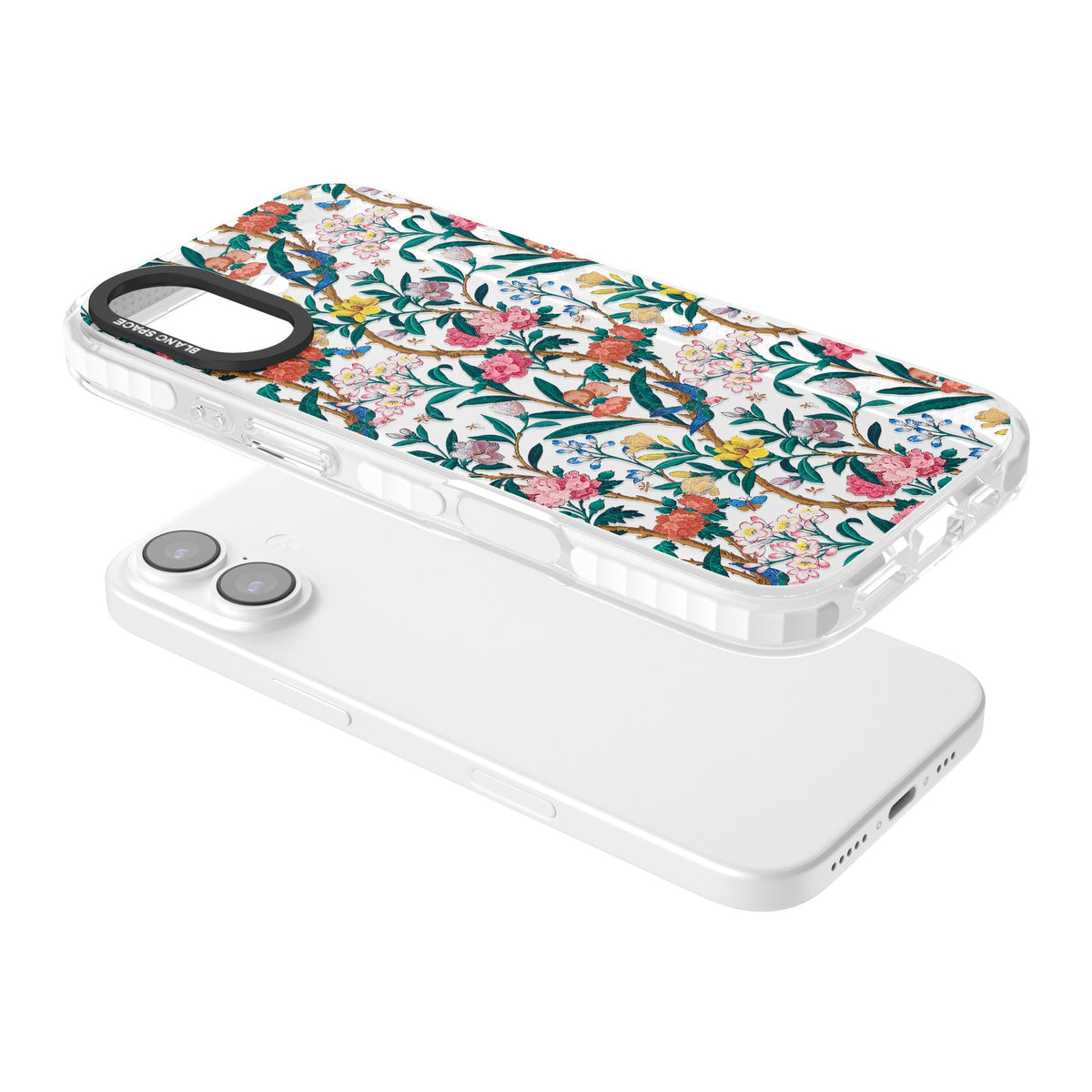 Vines & Flowers iPhone 16 / iPhone 16 Plus / iPhone 17 Impact Clear Phone Case angled