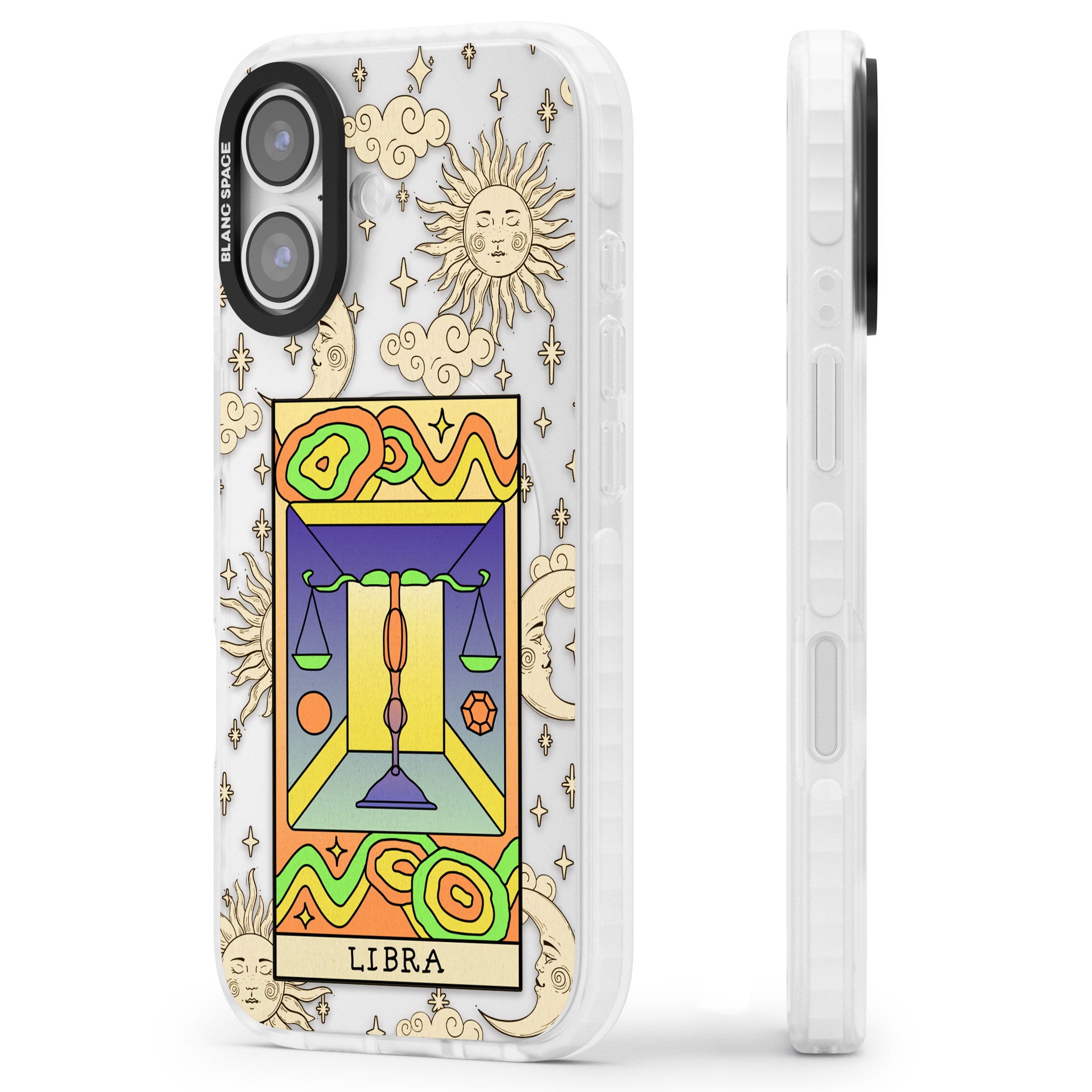 Celestial Zodiac Libra iPhone 17 Impact Clear Phone Case Side Profile