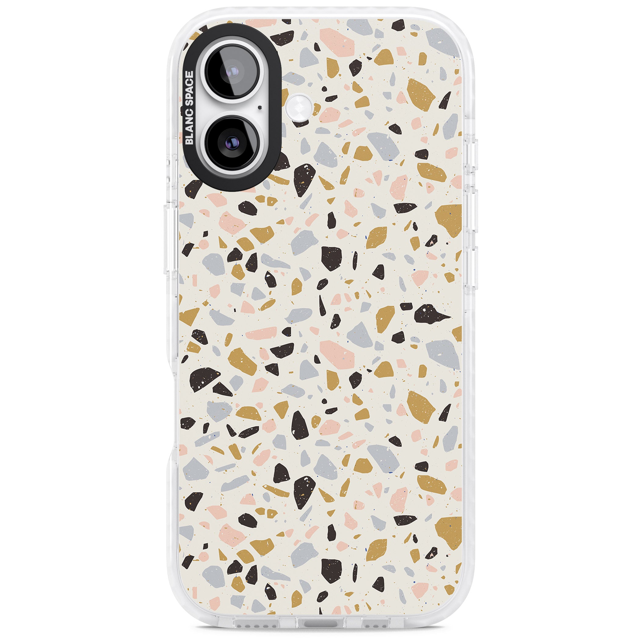 Pale Pink, Blue, & Mocha Terrazzo Pattern iPhone 17 Impact Clear Phone Case