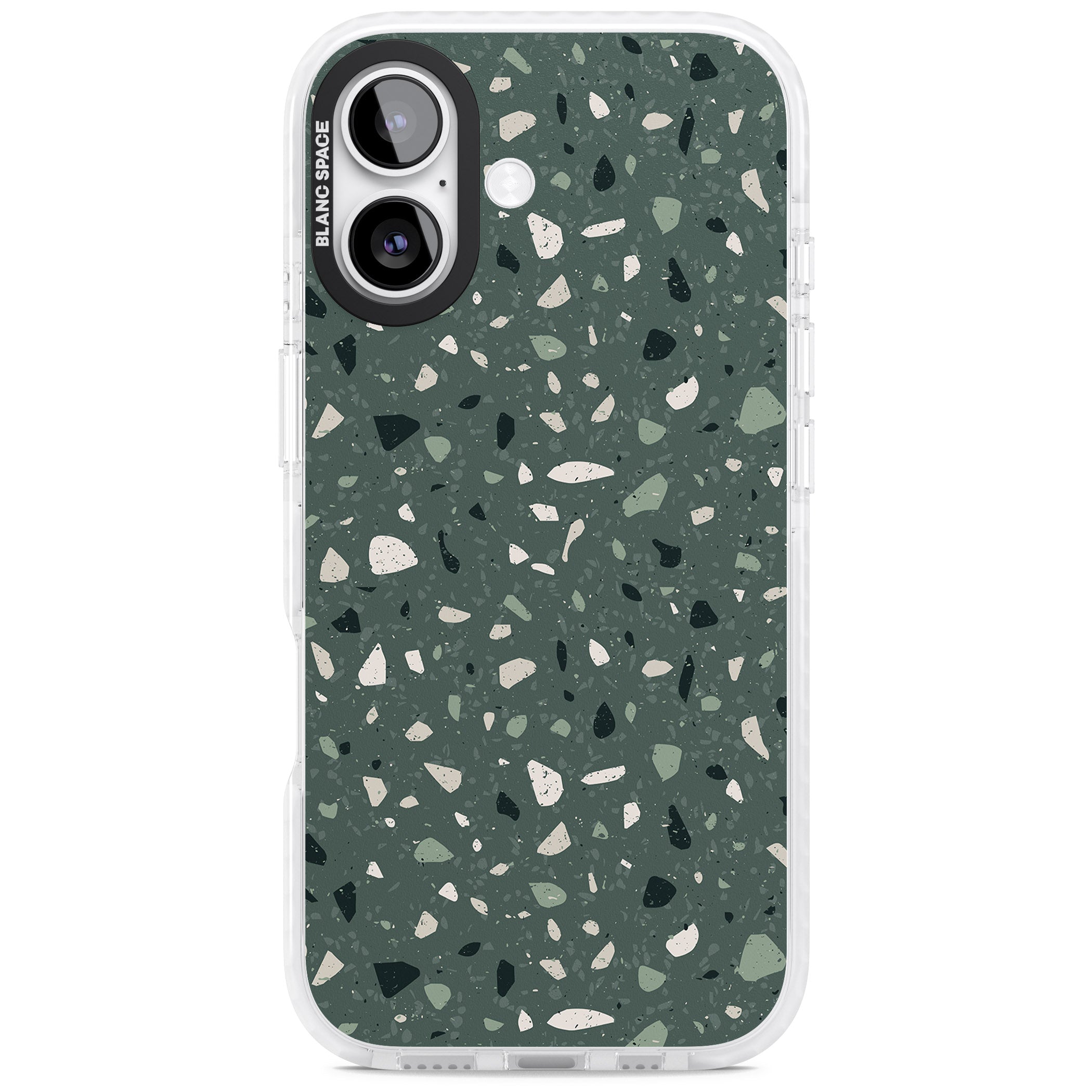 Green & Cream Terrazzo Pattern iPhone 17 Impact Clear Phone Case