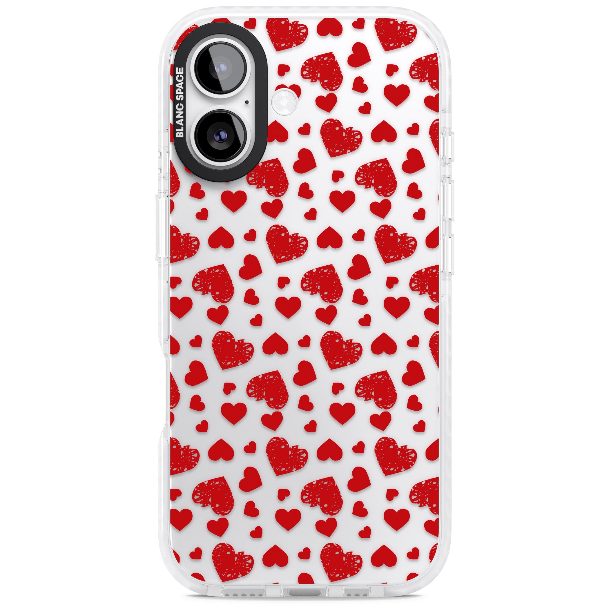Red Heart Pattern Classic iPhone 17 Impact Clear Phone Case