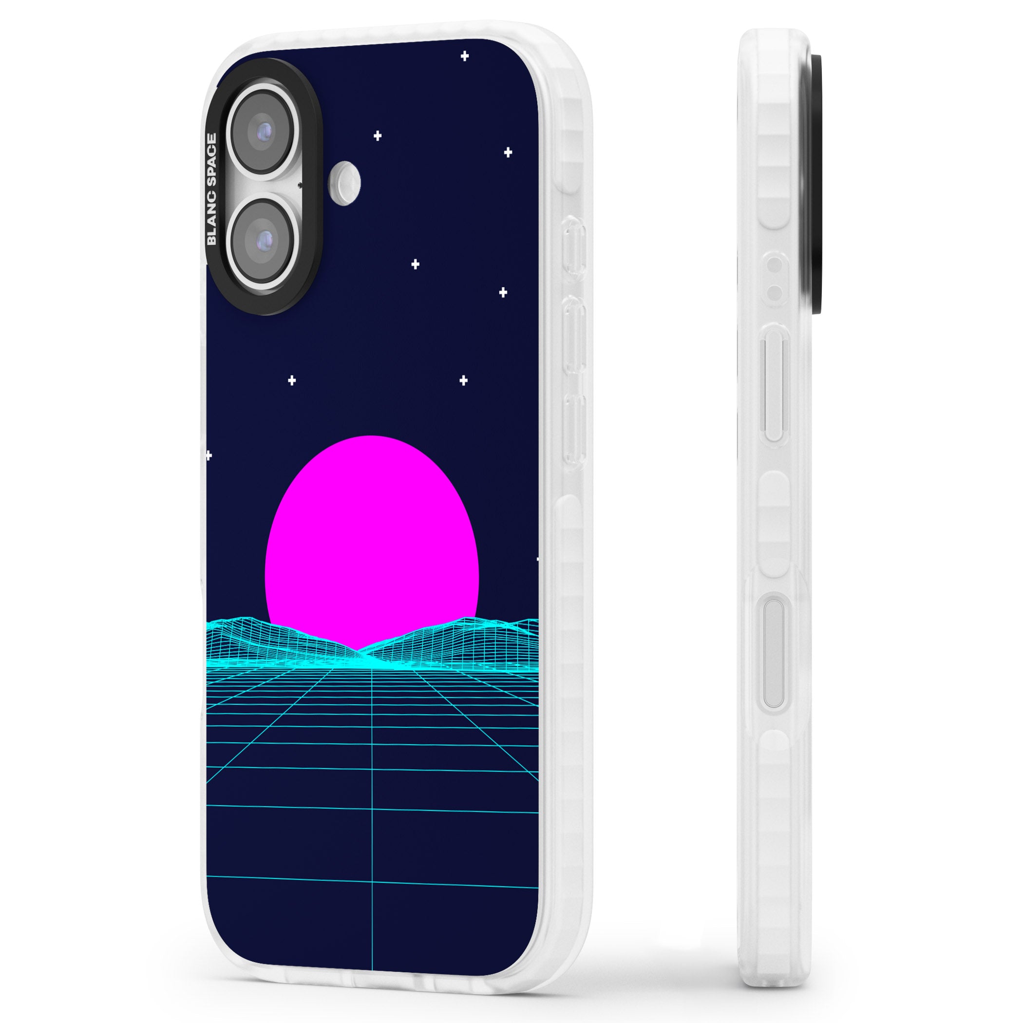 Miami Sunset Vaporwave iPhone 17 Impact Clear Phone Case Side Profile