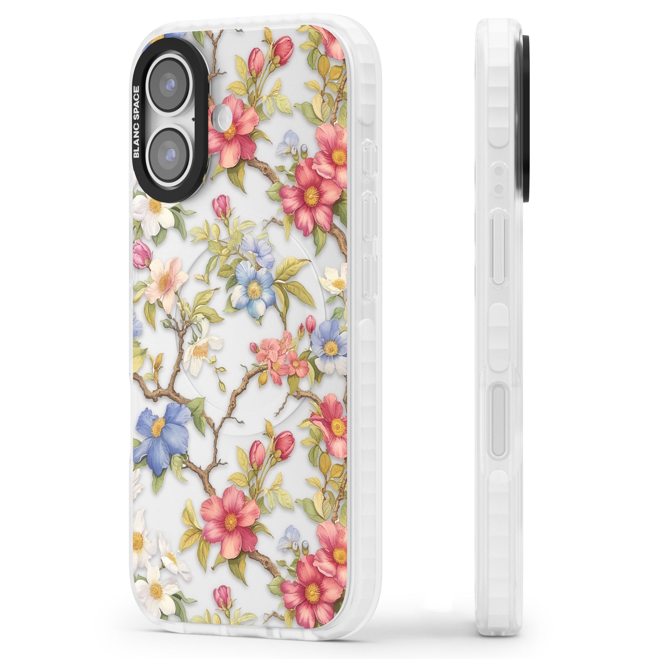 Vintage Vines & Flowers iPhone 17 Impact Clear Phone Case Side Profile