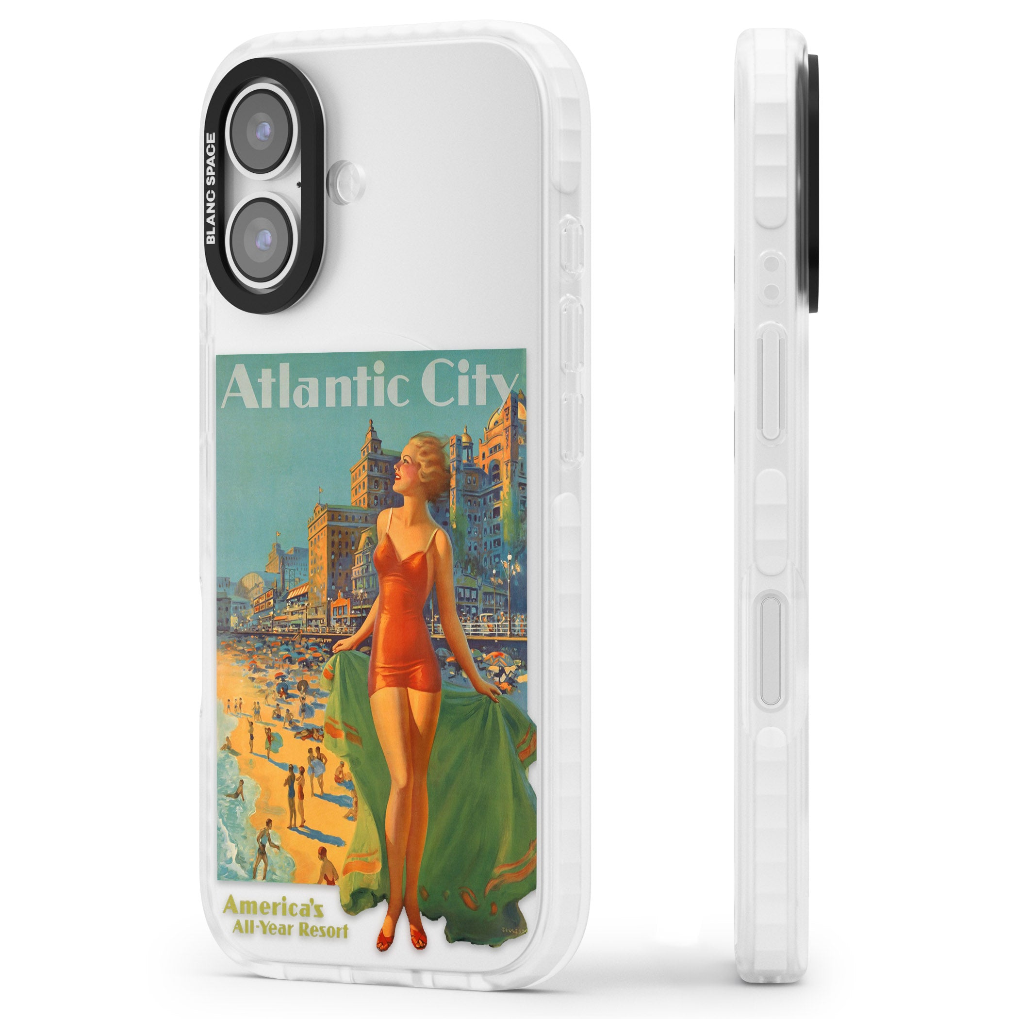 Atlantic City Vacation Poster iPhone 17 Impact Clear Phone Case Side Profile
