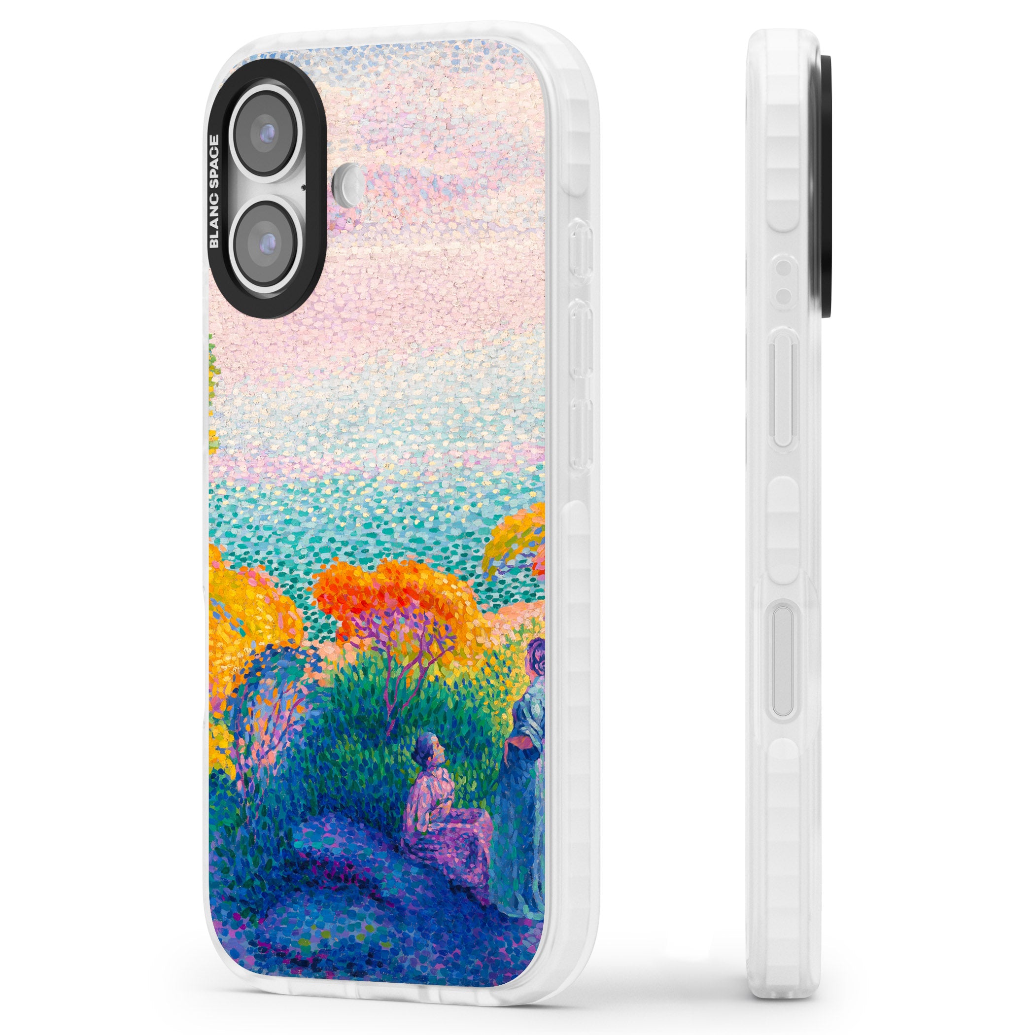 Two Women by the Shore iPhone 17 Impact Clear Phone Case Side Profile