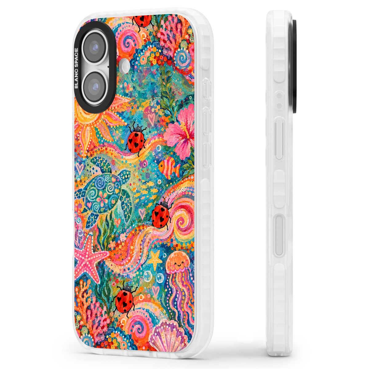 Coral Whimsy for her iPhone case | Black Impact case for iPhone 17