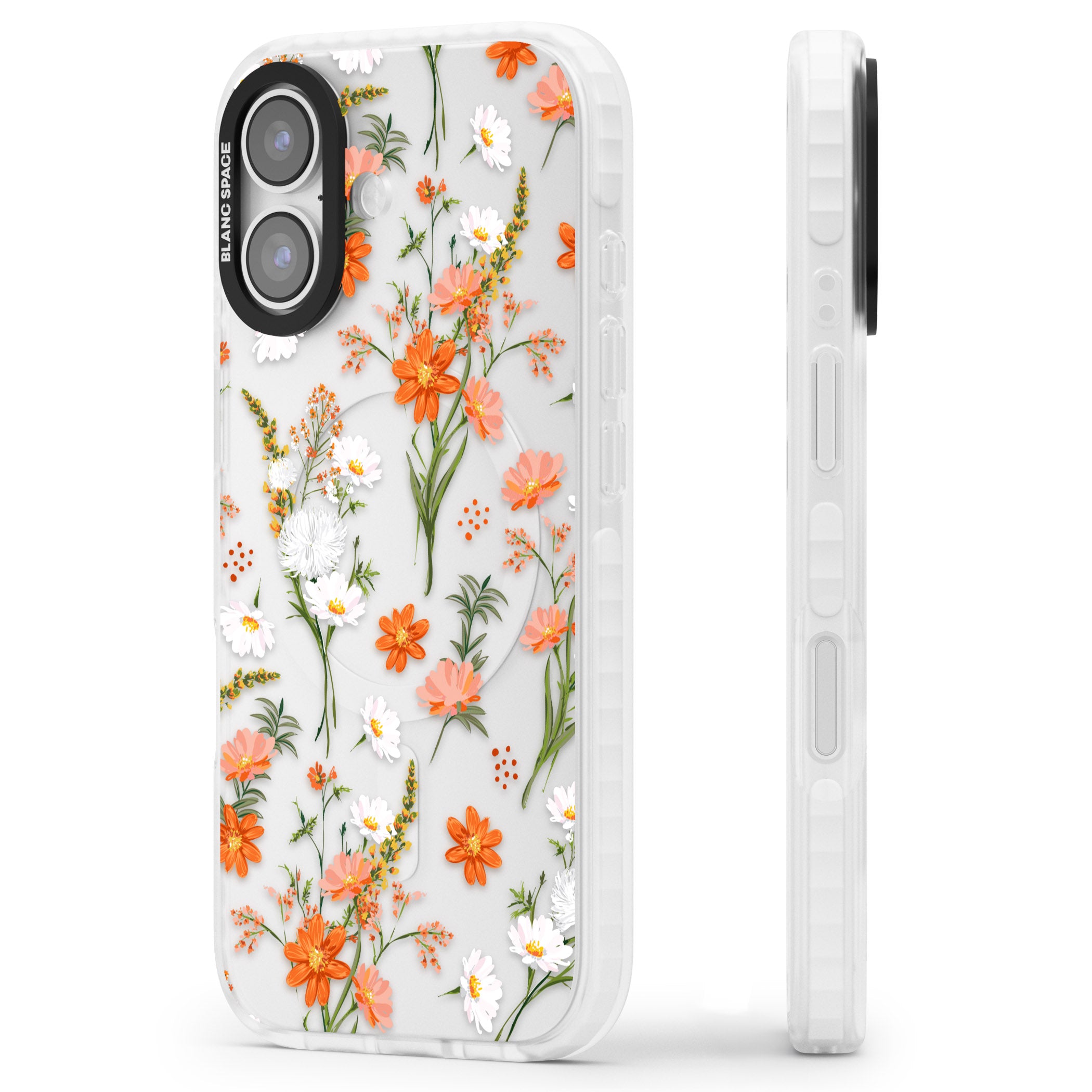 Sunset Wildflowers iPhone 17 Impact Clear Phone Case Side Profile