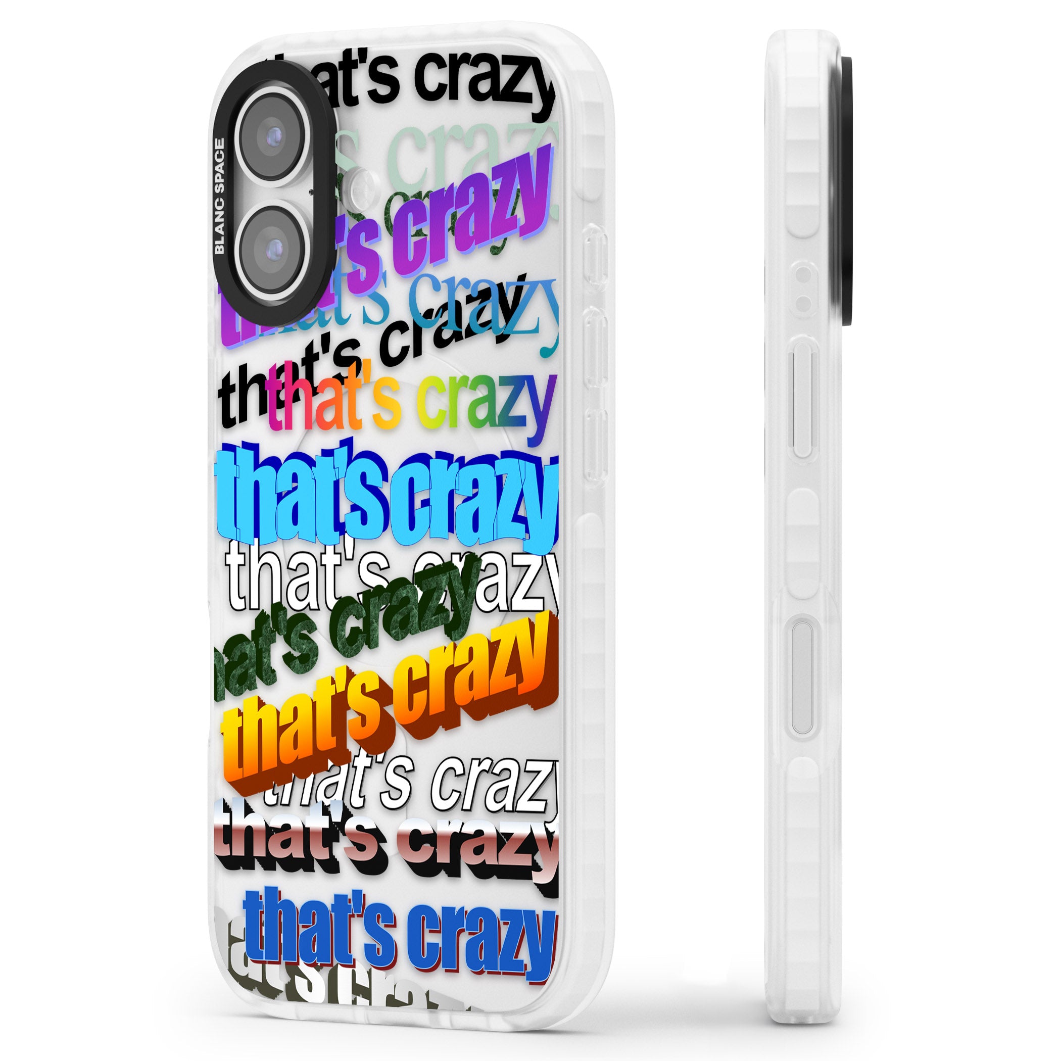 That'S Crazy Typography iPhone 17 Impact Clear Phone Case Side Profile