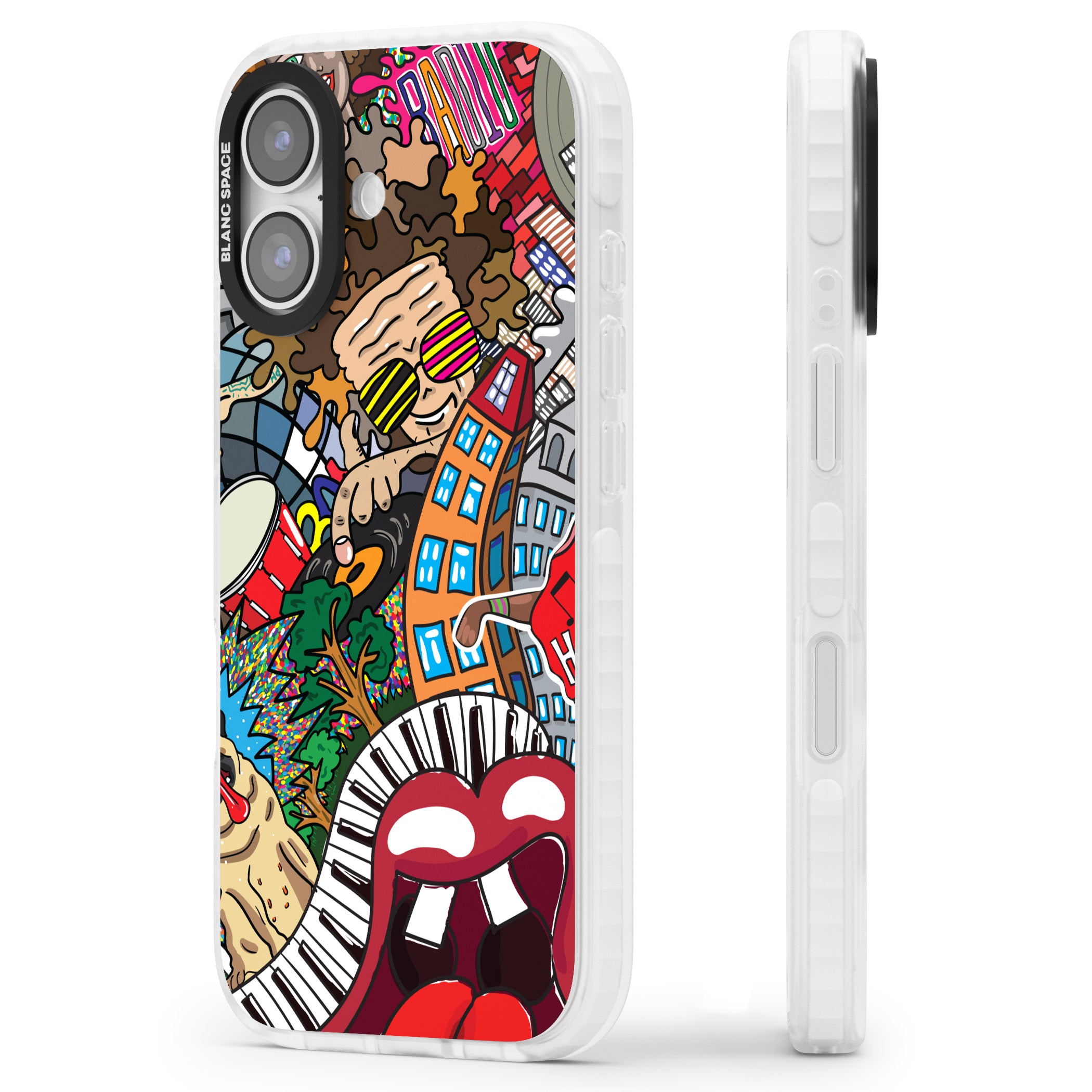 Funky Music City iPhone 17 Impact Clear Phone Case Side Profile