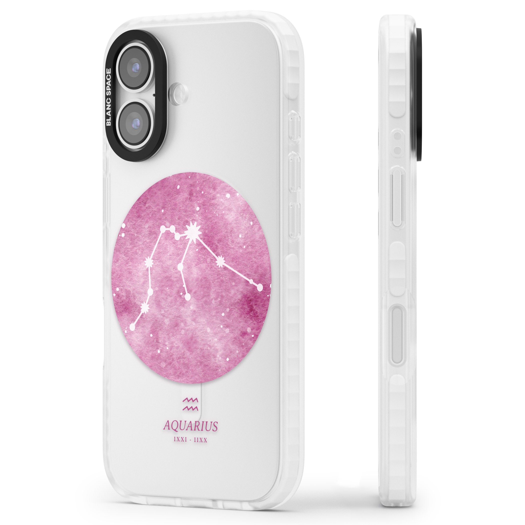 Aquarius Zodiac iPhone 17 Impact Clear Phone Case Side Profile