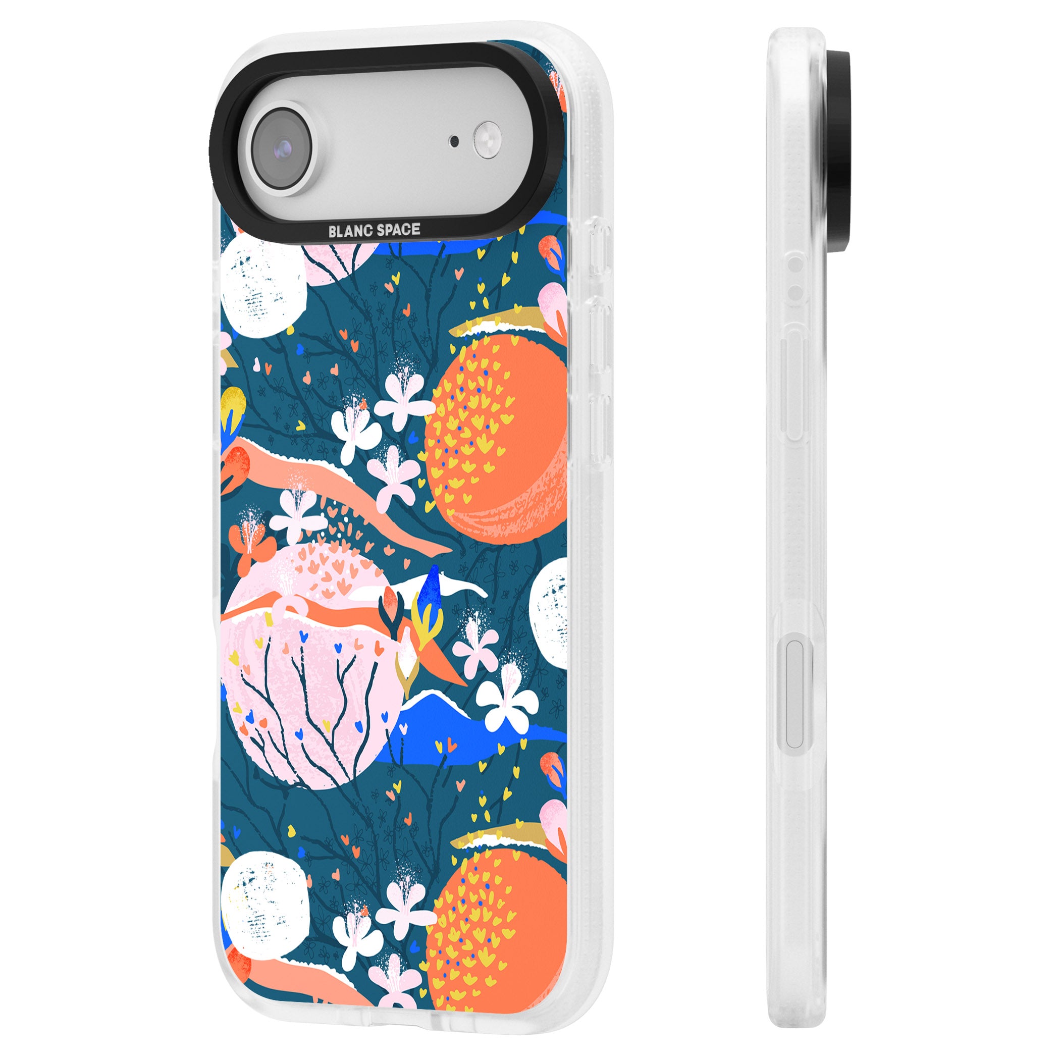 Vibrant Coral Pattern iPhone 17 Air Impact Air Clear Phone Case Side Profile