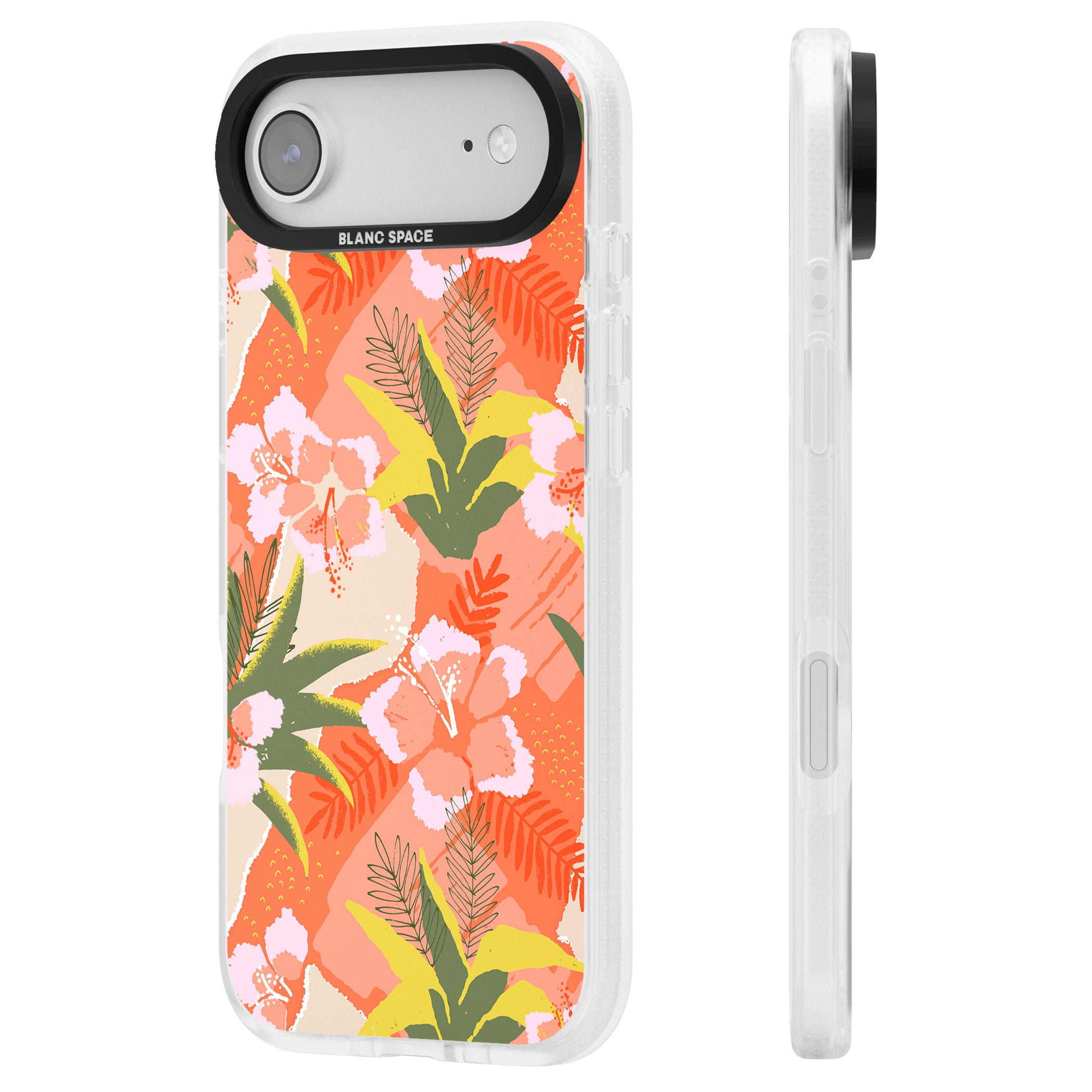 Hawaiian Flowers Abstract Pattern iPhone 17 Air Impact Air Clear Phone Case Side Profile