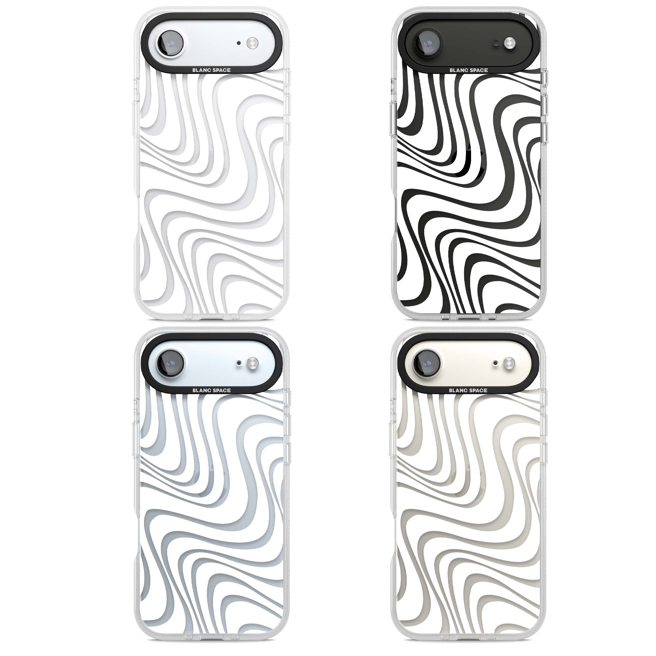 White Abstract Waves abstract iPhone case featuring flowing grey wave pattern on clear background | Clear Case Impact Air case for iPhone Air