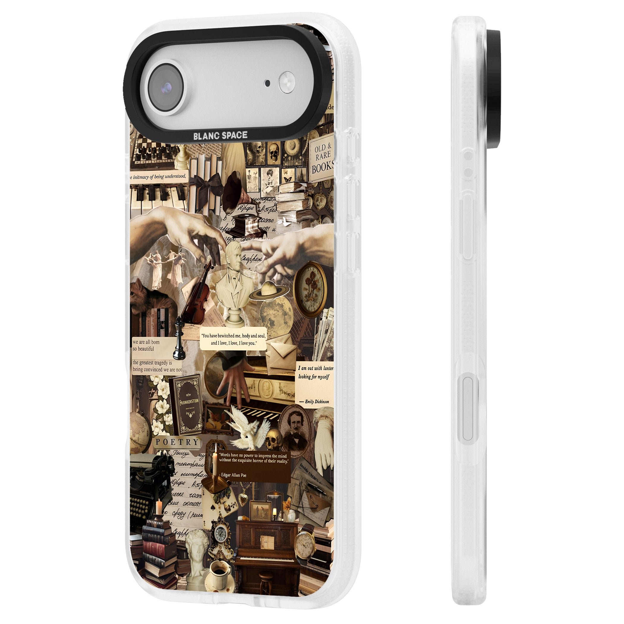 Antique Collage iPhone 17 Air Impact Air Clear Phone Case Side Profile