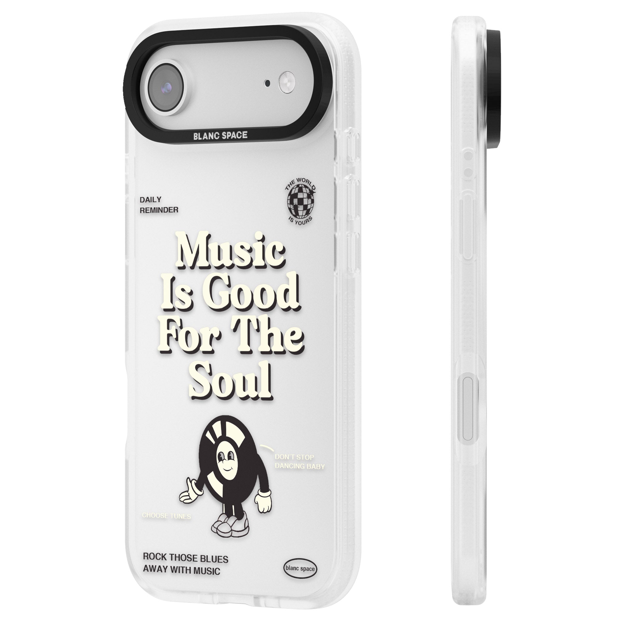 Music Is Good For The Soul iPhone 17 Air Impact Air Clear Phone Case Side Profile