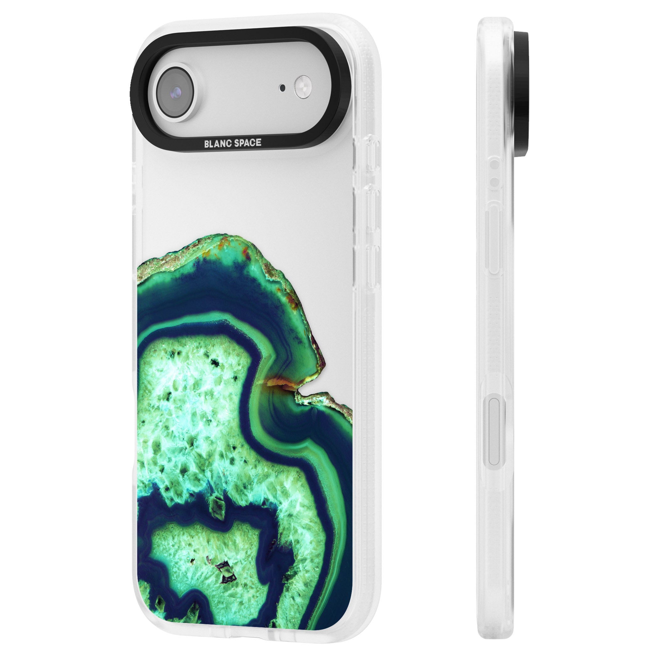 Emerald Agate Slice iPhone 17 Air Impact Air Clear Phone Case Side Profile