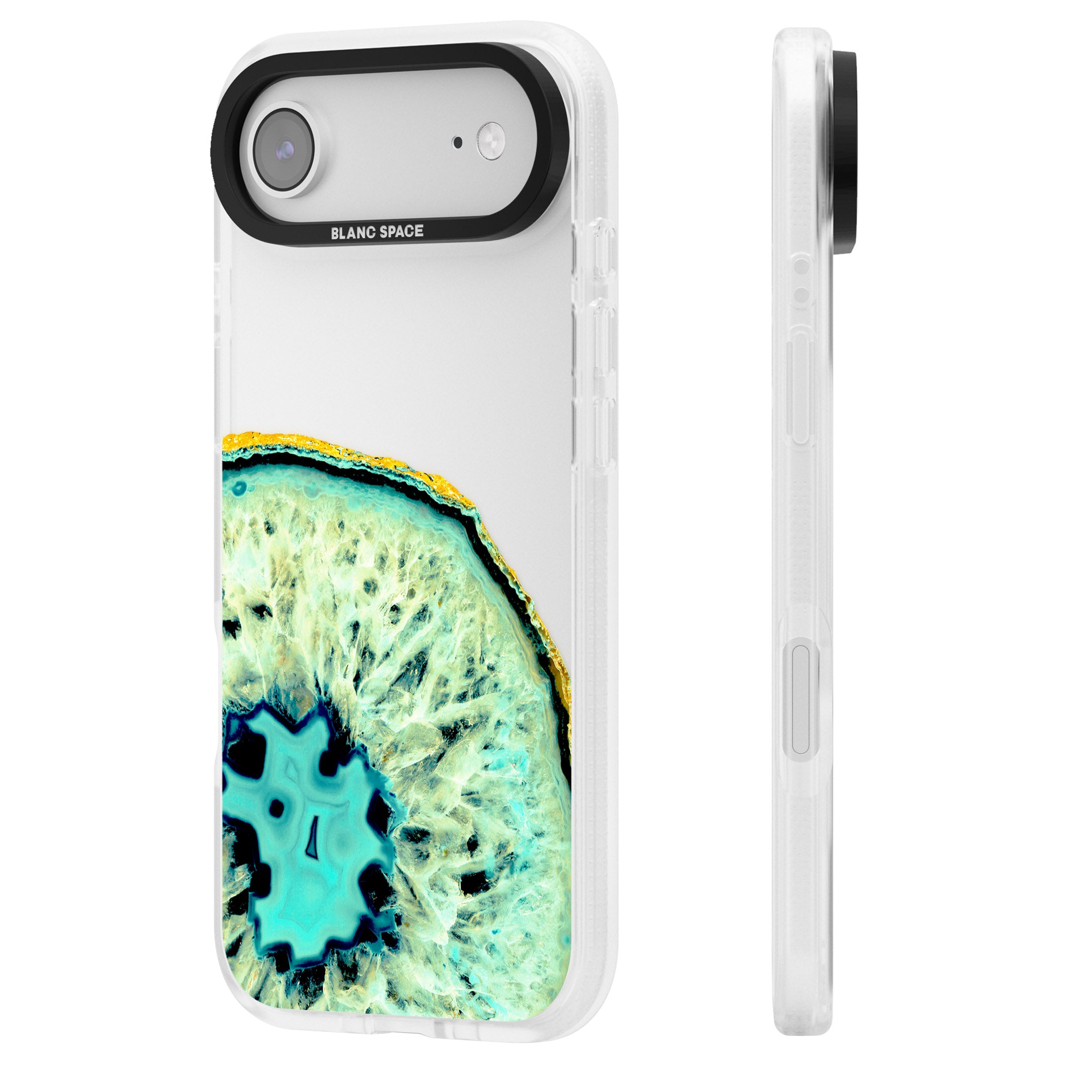 Turquoise Geode Crystal iPhone 17 Air Impact Air Clear Phone Case Side Profile