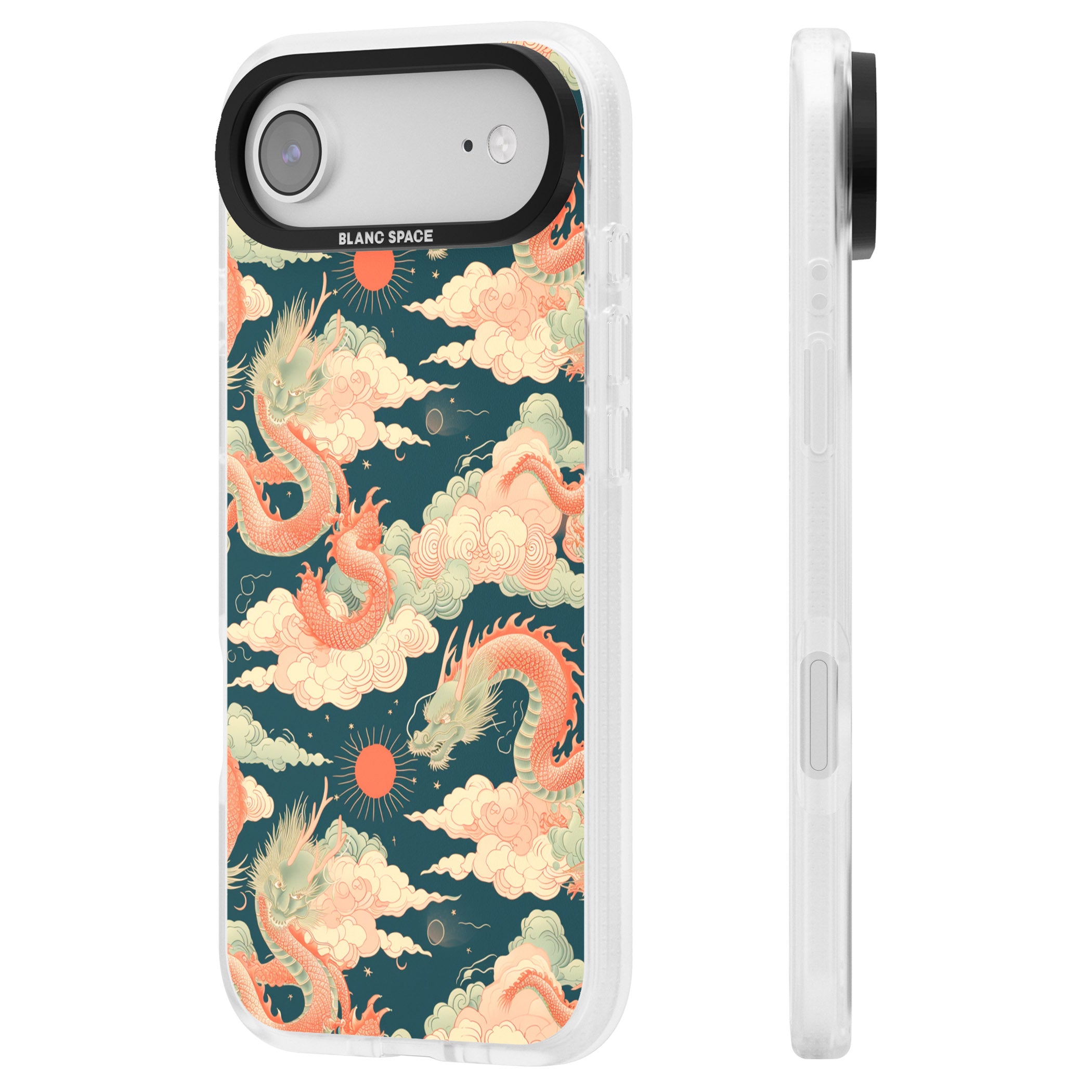 Chinese Dragons Clouds iPhone 17 Air Impact Air Clear Phone Case Side Profile