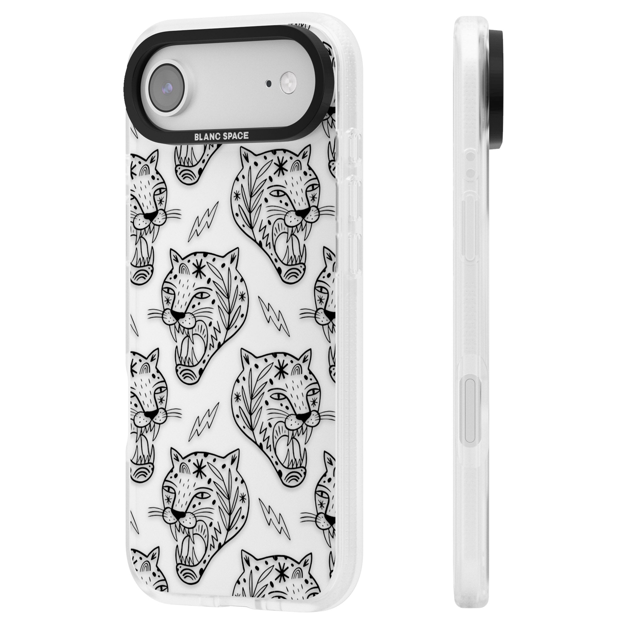 Black Tiger Roar Pattern iPhone 17 Air Impact Air Clear Phone Case Side Profile