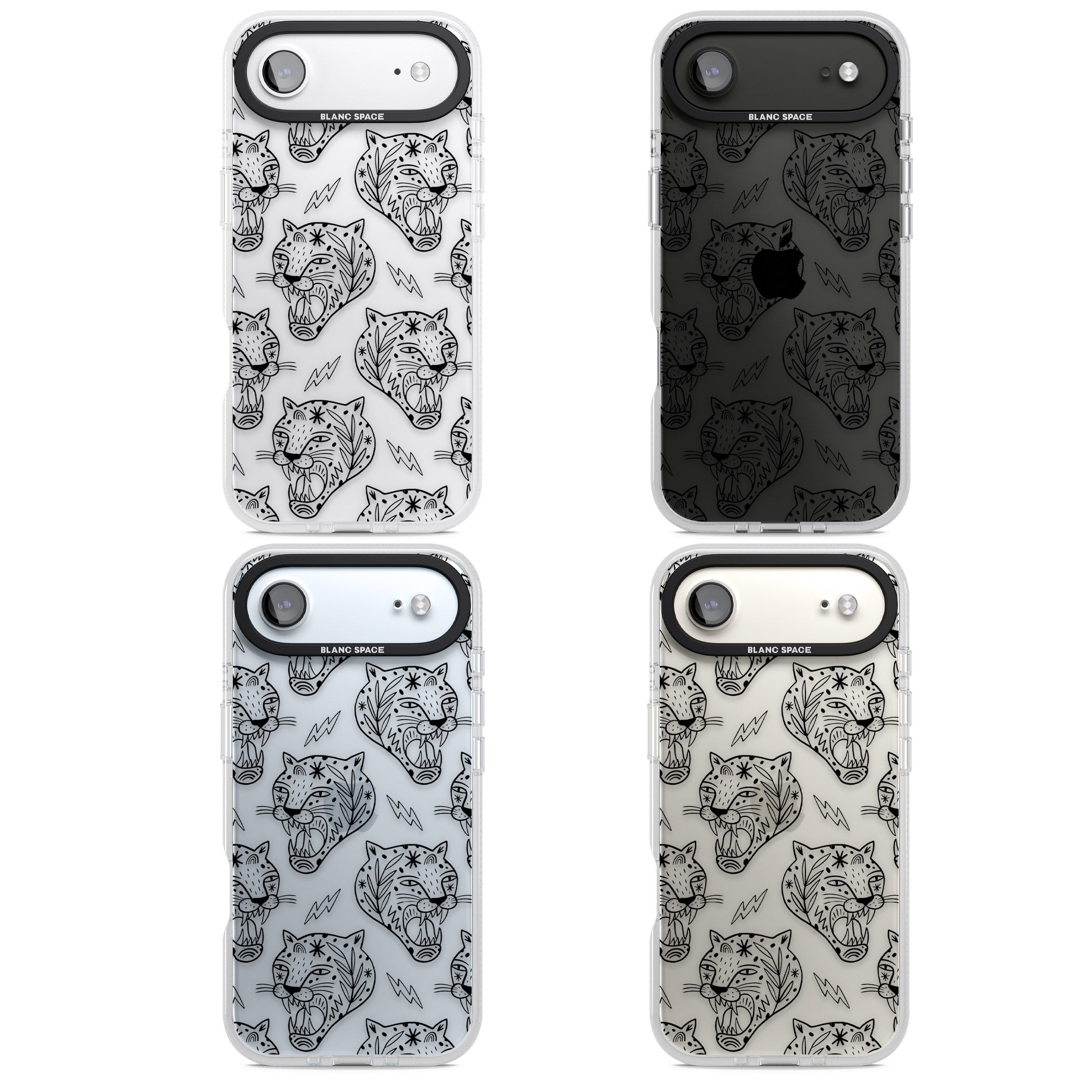 Black Tiger Roar Pattern iPhone 17 Air Impact Air Clear Phone Case APT Impact Protection
