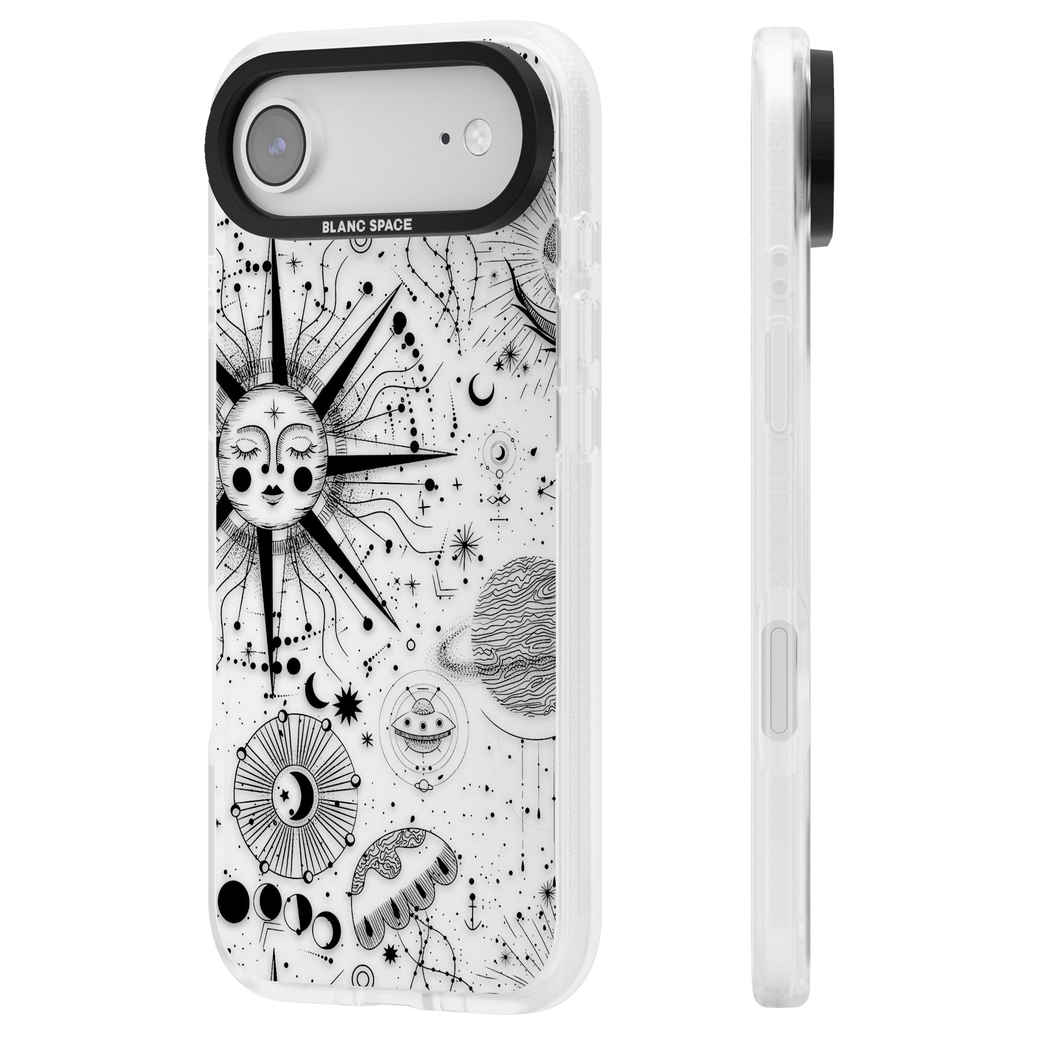 Cosmic Sun Zodiac iPhone 17 Air Impact Air Clear Phone Case Side Profile