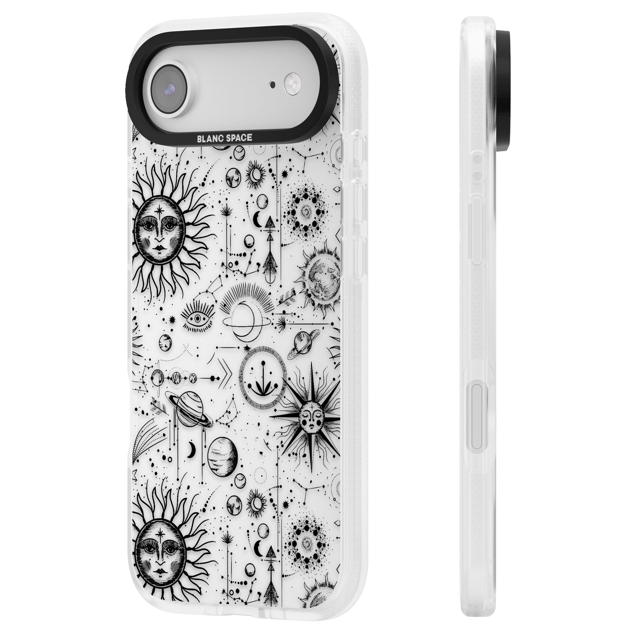 Cosmic Sun & Planets Zodiac iPhone 17 Air Impact Air Clear Phone Case Side Profile