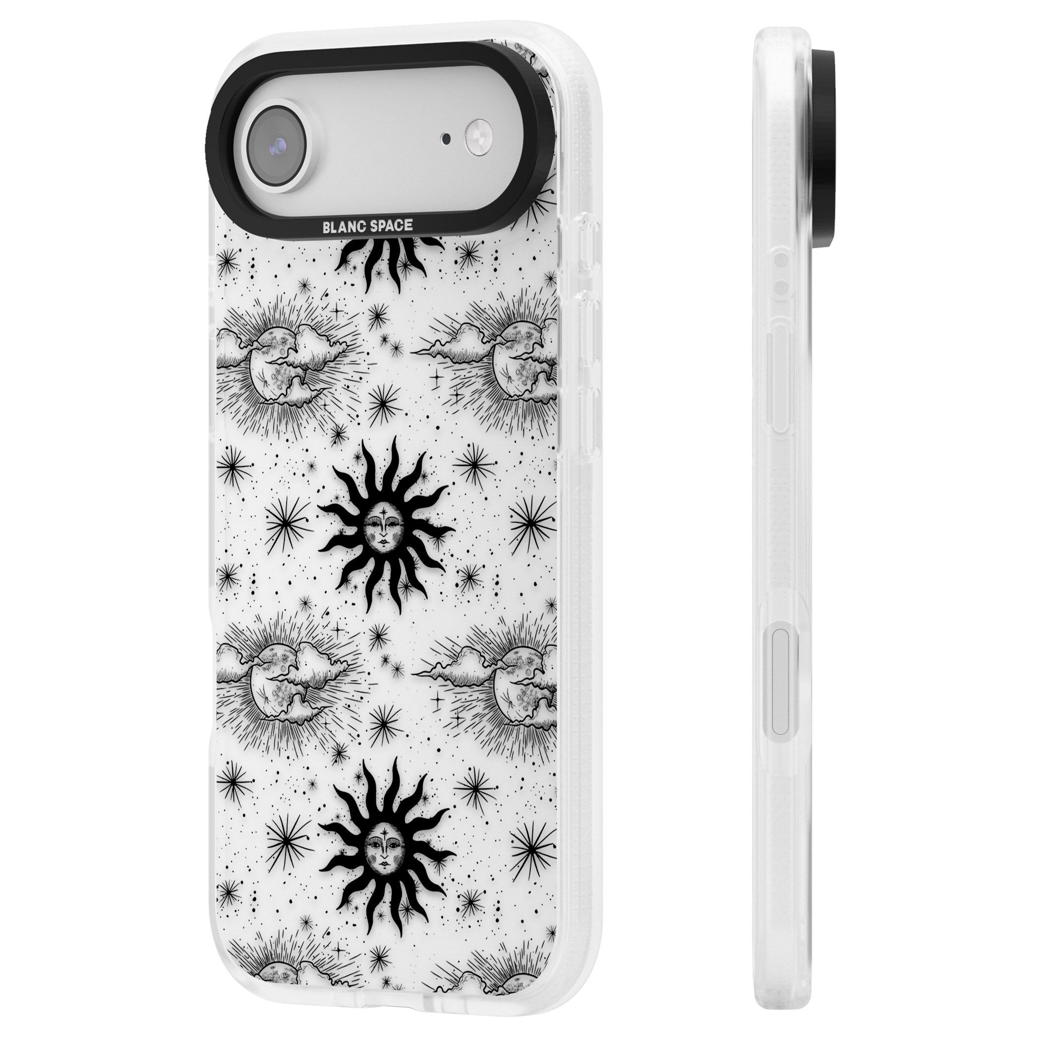 Vintage Sun & Moon iPhone 17 Air Impact Air Clear Phone Case Side Profile