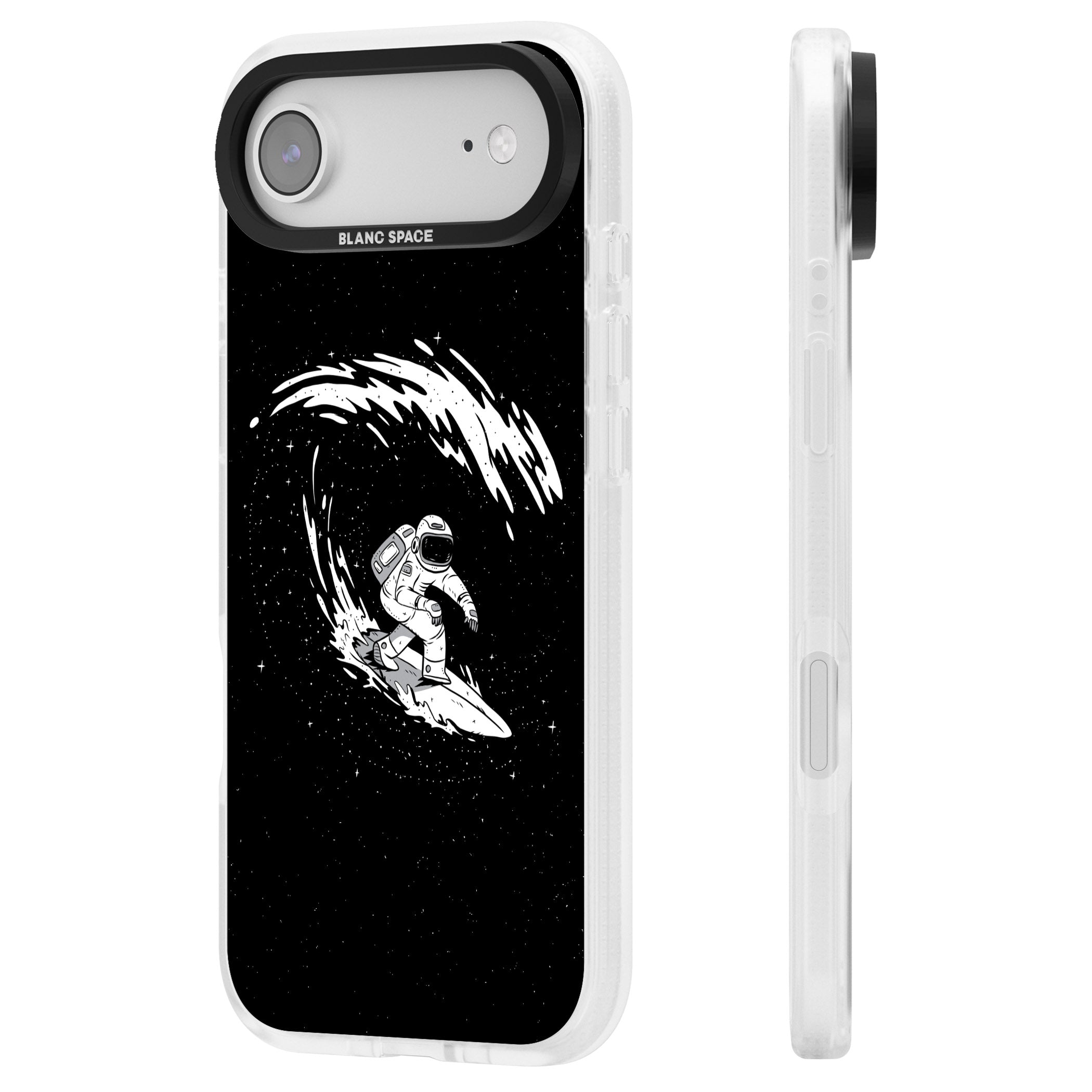 Cosmic Surf iPhone 17 Air Impact Air Clear Phone Case Side Profile