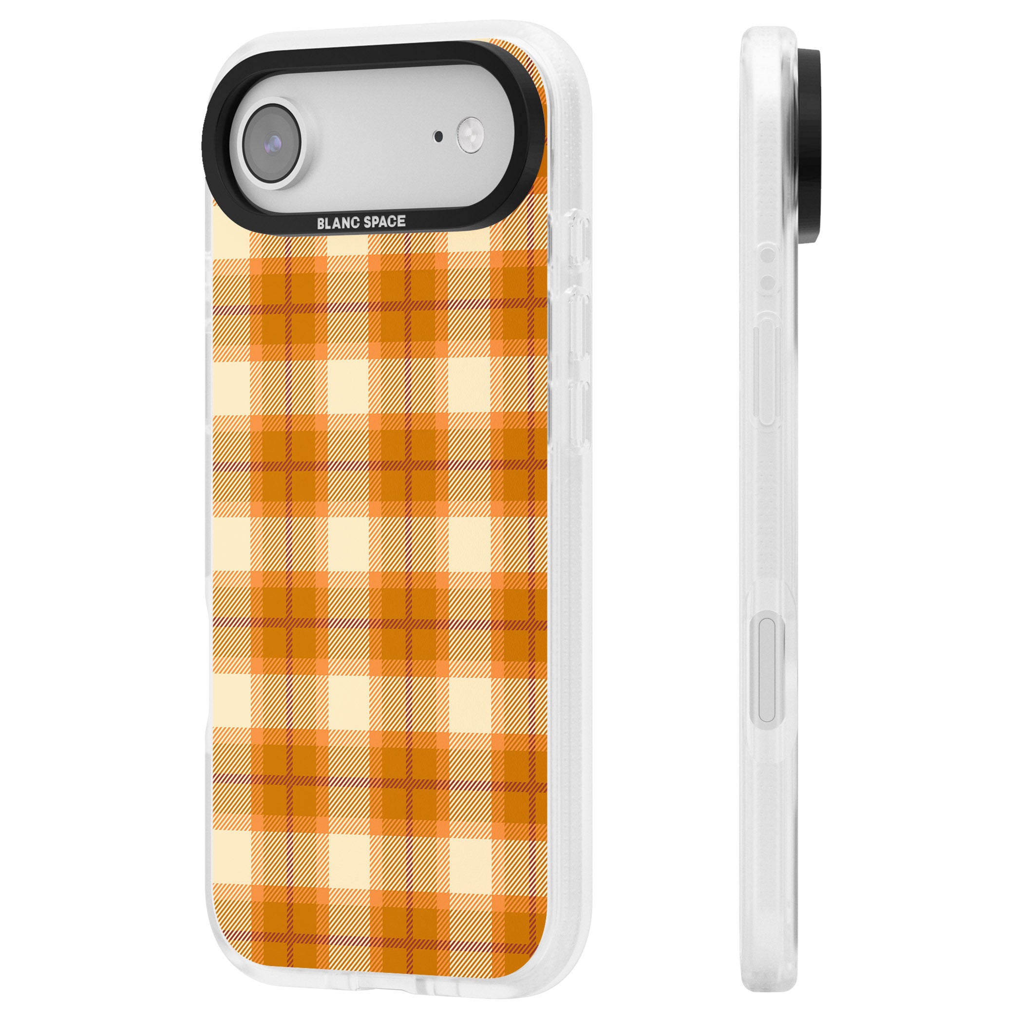 Pumpkin Plaid iPhone 17 Air Impact Air Clear Phone Case Side Profile
