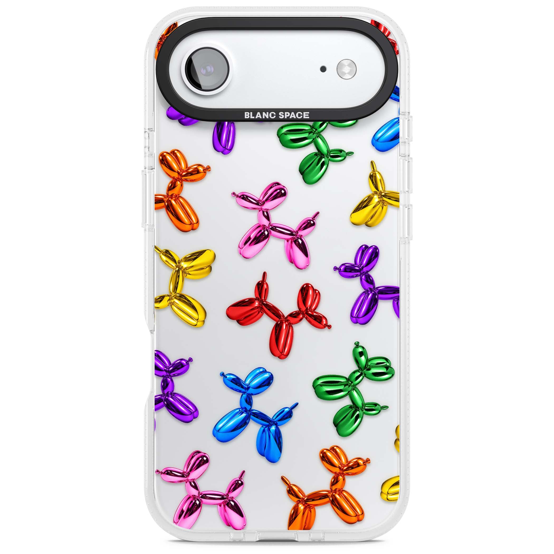 Balloon Dogs pop art iPhone case featuring rainbow chrome balloon dogs in Jeff Koons style | Clear Case Impact Air case for iPhone Air