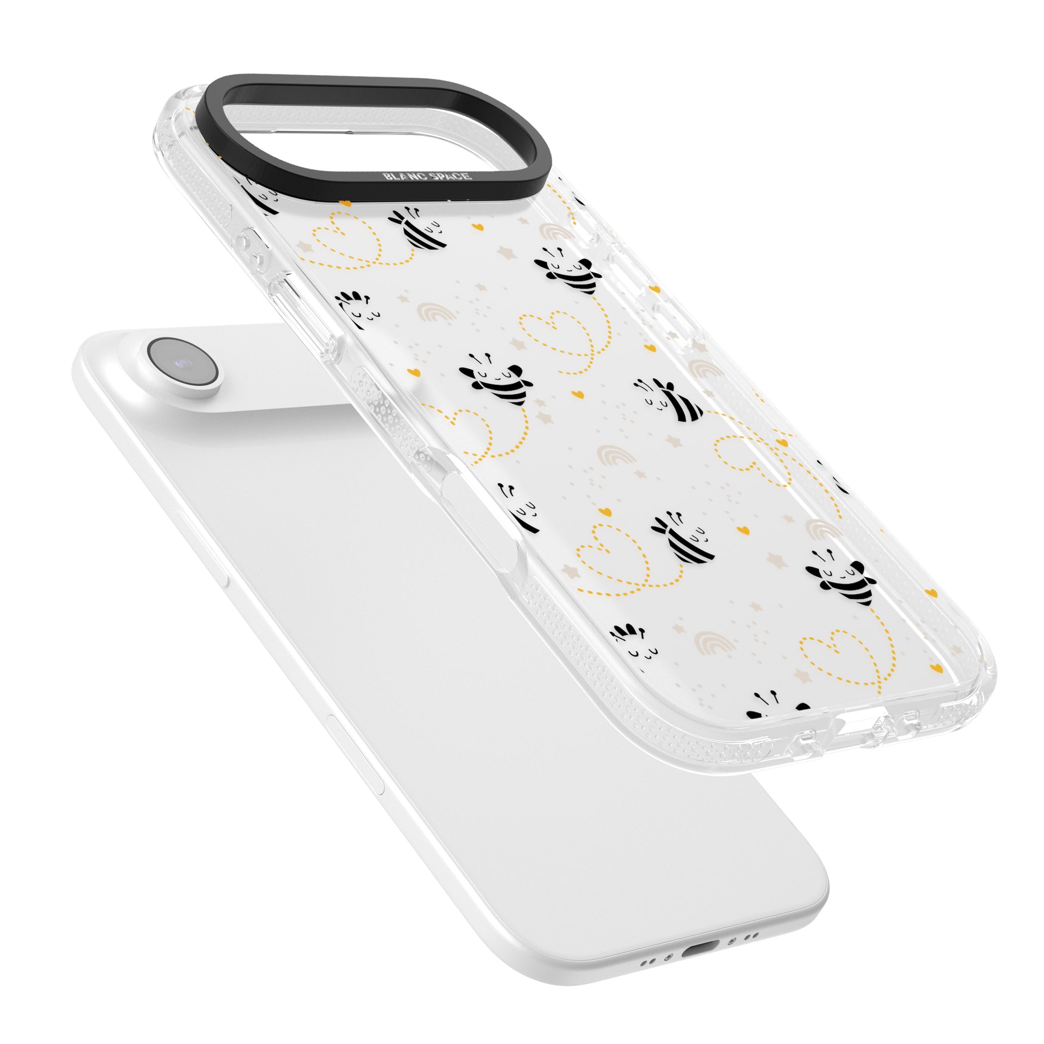 Bee Hearts Pattern iPhone 17 Air Impact Air Clear Phone Case Colours
