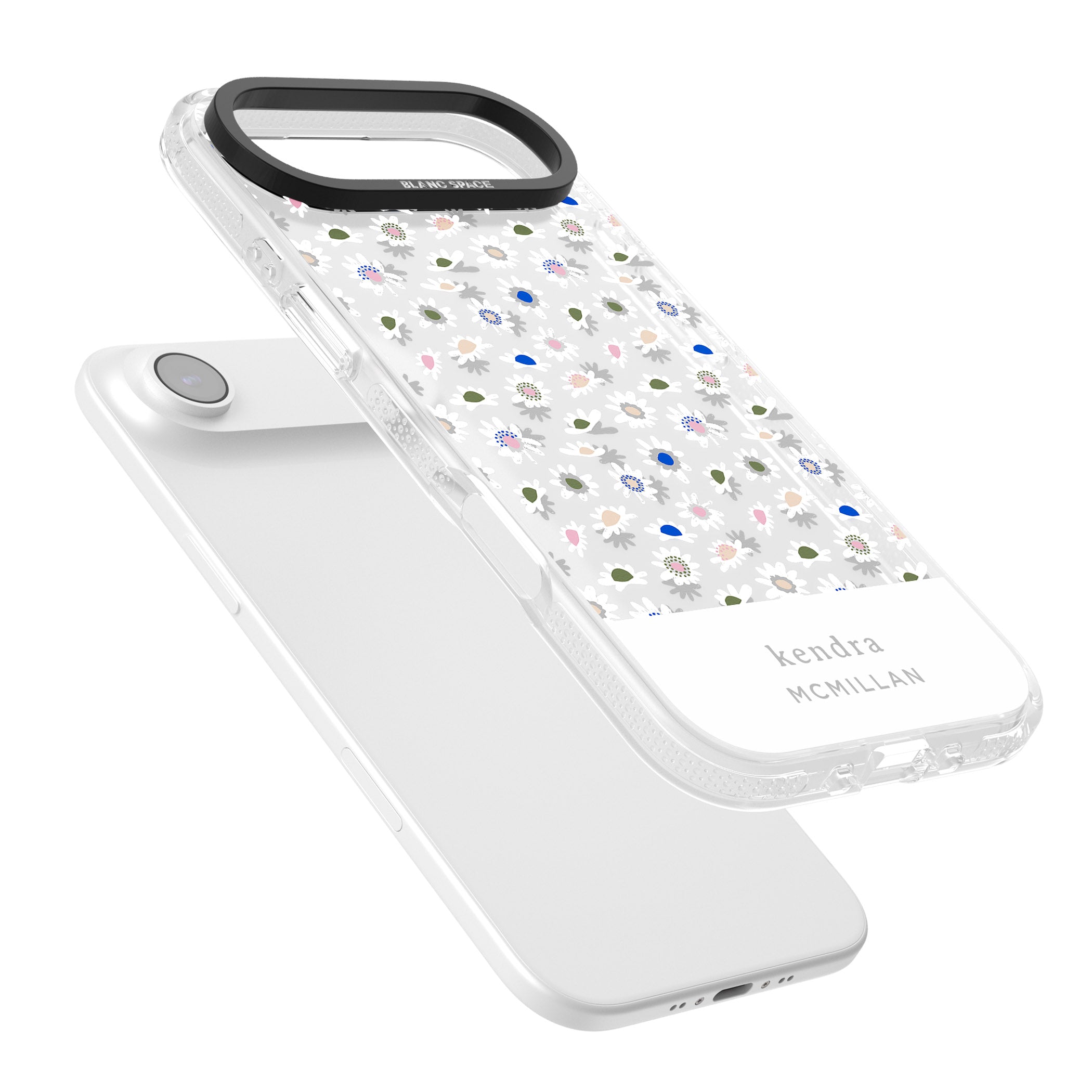 Personalised Grey & White Daisies iPhone 17 Air Impact Air Clear Phone Case Colours