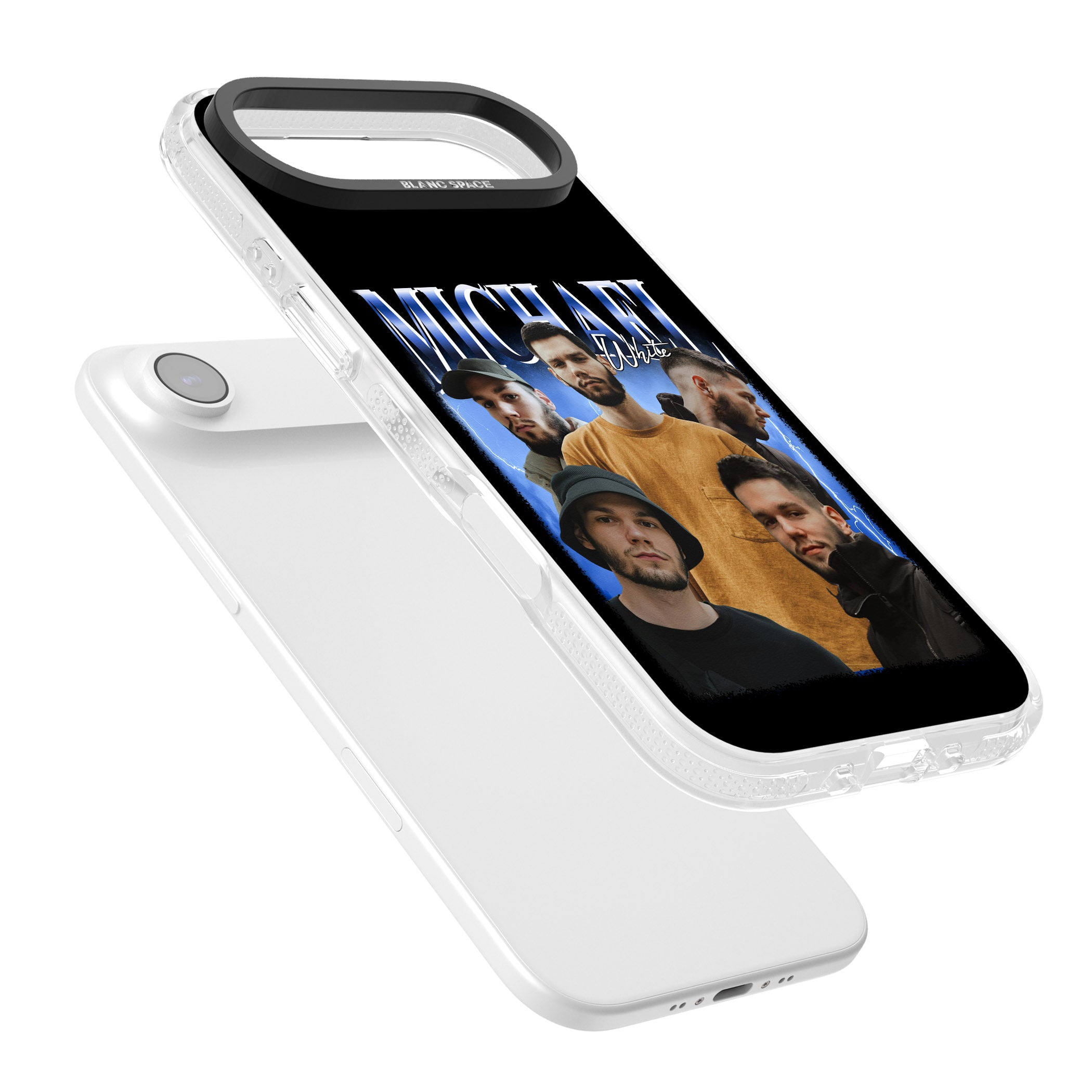 Personalised Airbrush Name & Photo Collage (Blue) iPhone 17 Air Impact Air Clear Phone Case Colours