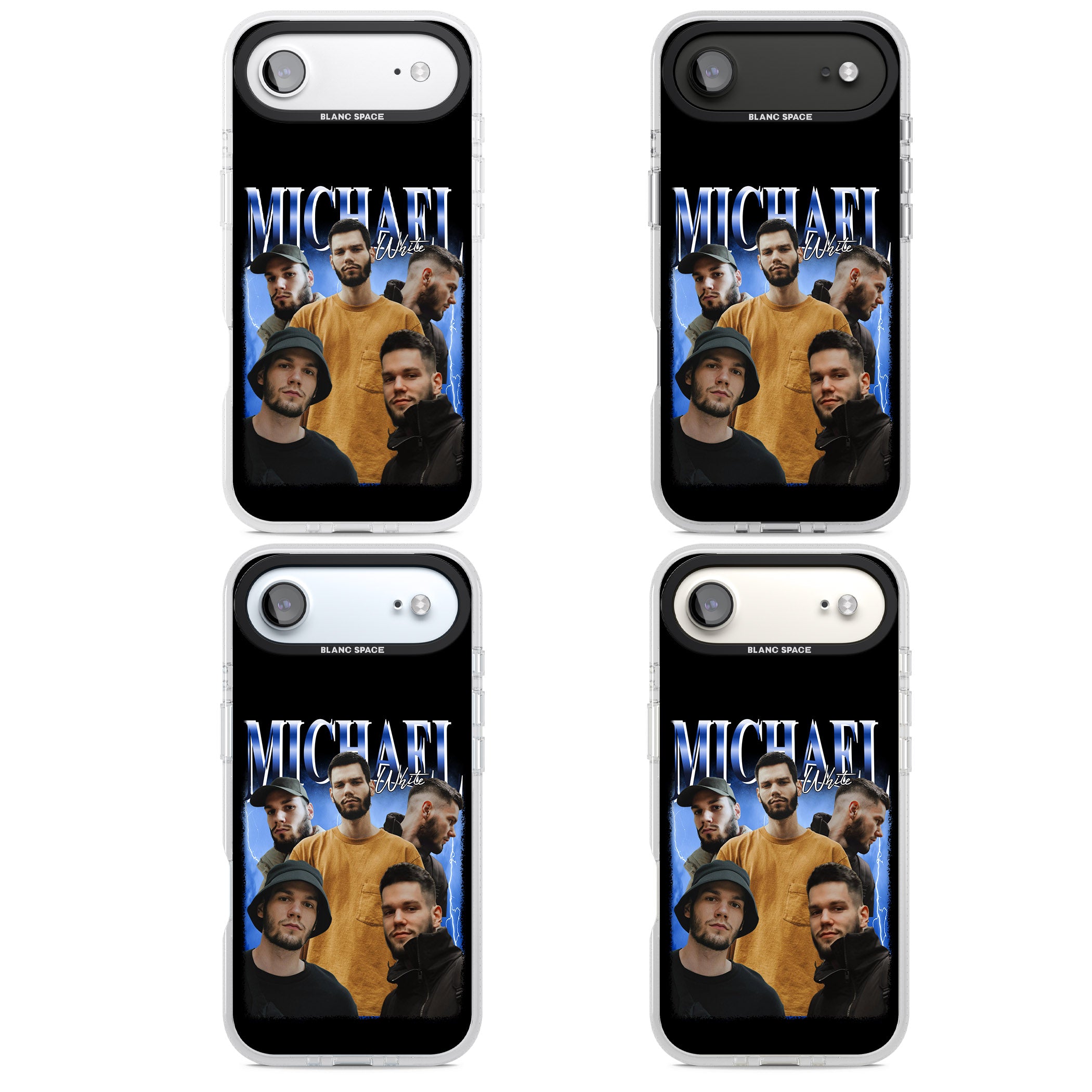 Personalised Airbrush Name & Photo Collage (Blue) iPhone 17 Air Impact Air Clear Phone Case APT Impact Protection